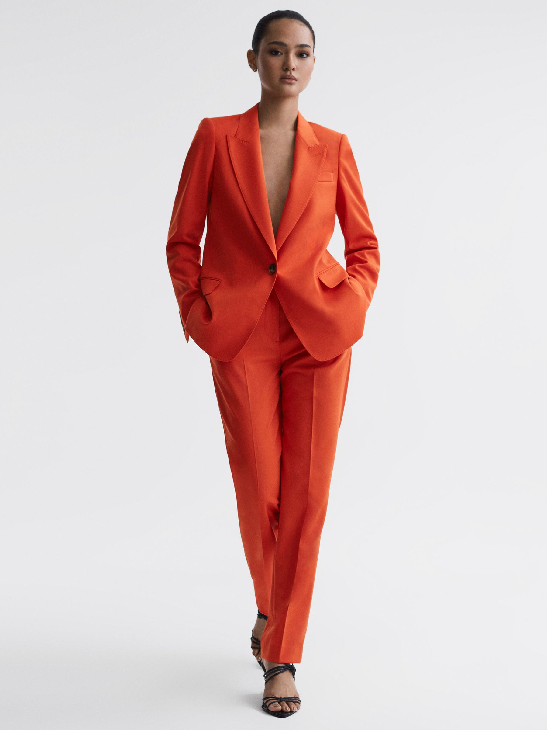 Tailored Fit Wool Blend Single Breasted Suit Blazer in Orange - Image 3 of 4