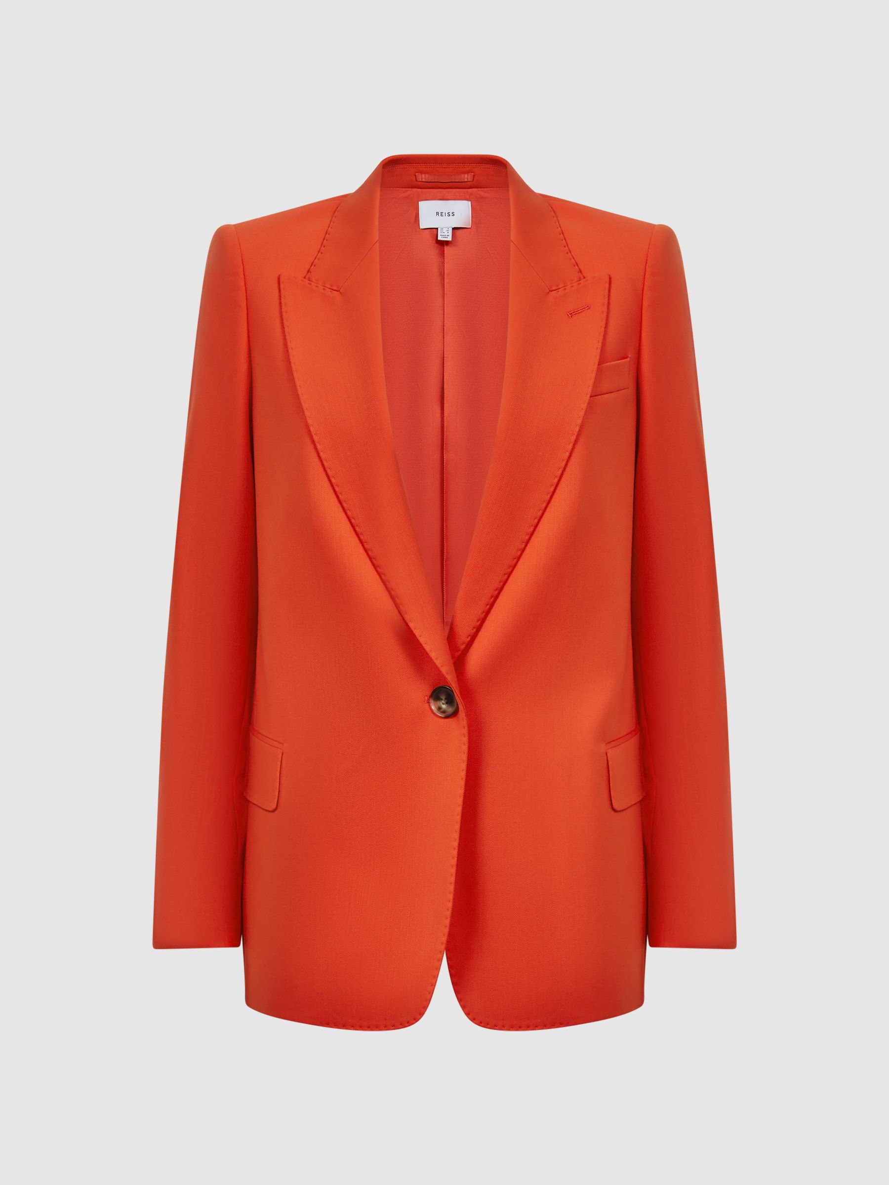 Tailored Fit Wool Blend Single Breasted Suit Blazer in Orange - Image 4 of 4