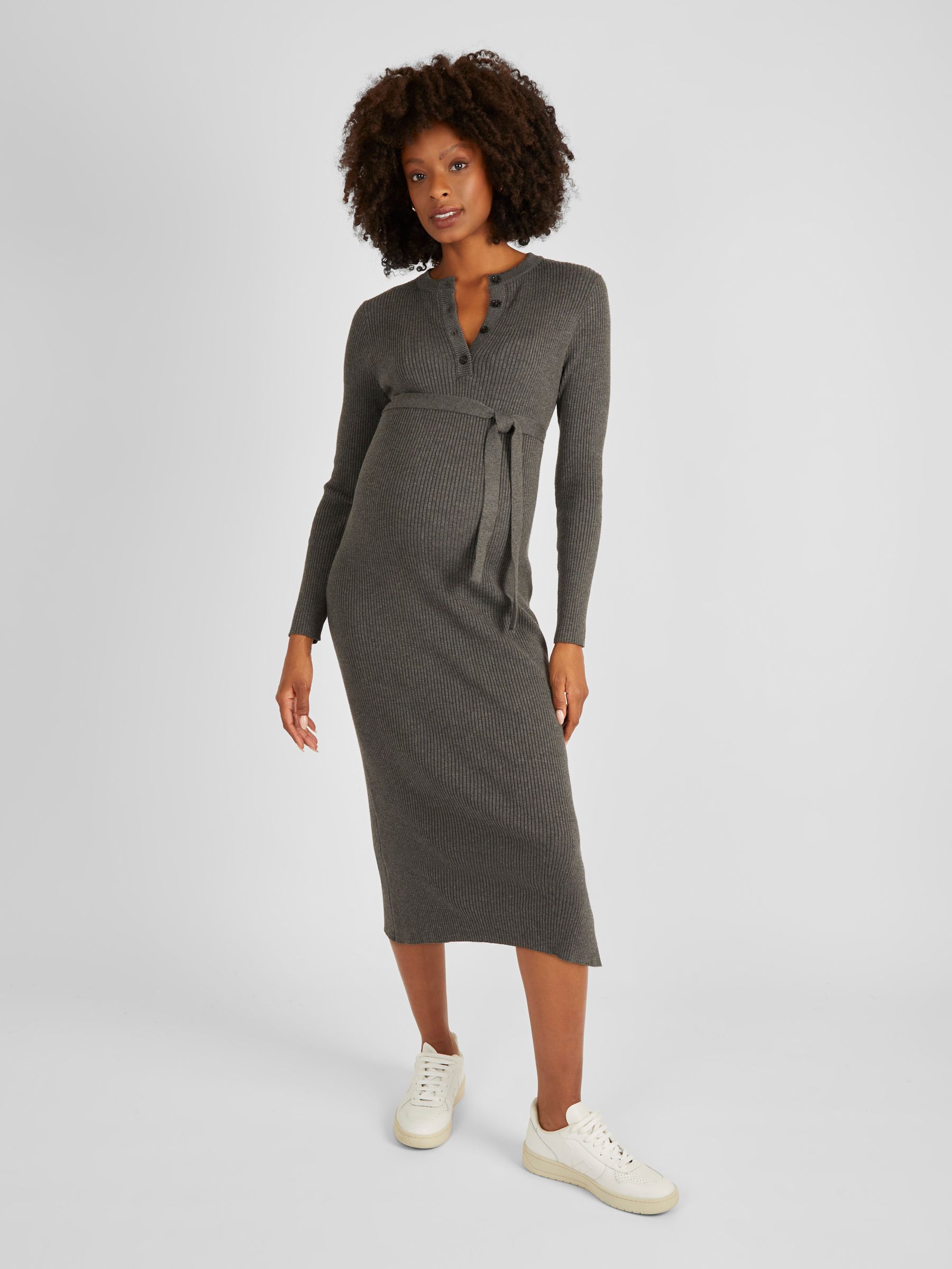 Charcoal Ribbed Knitted Maternity Dress - Image 4 of 5