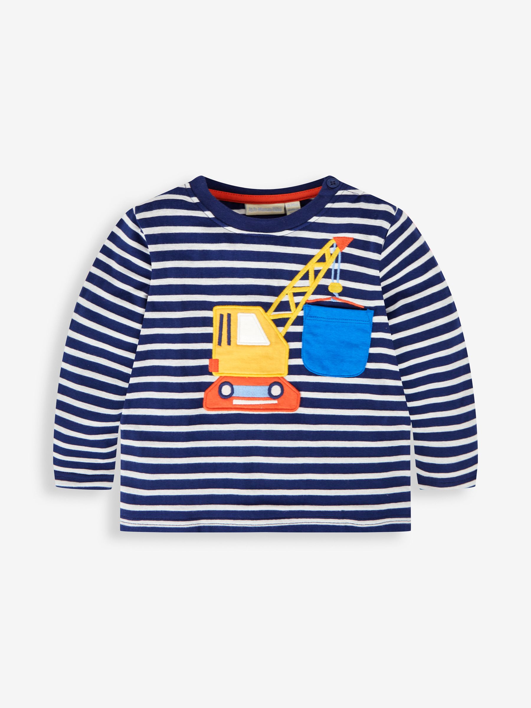 Navy Ecru Stripe Crane Appliqué Top - Image 1 of 2