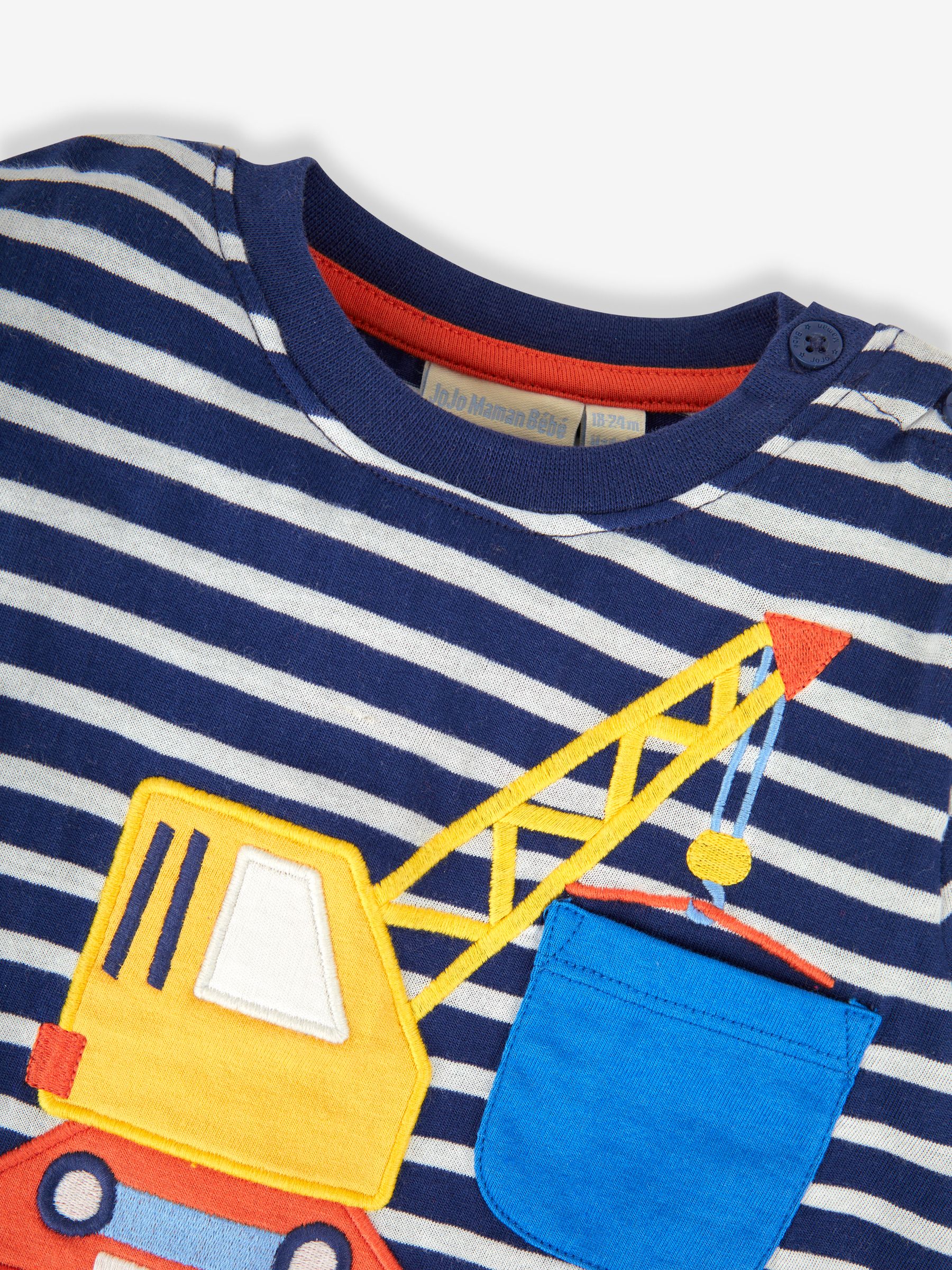 Navy Ecru Stripe Crane Appliqué Top - Image 2 of 2