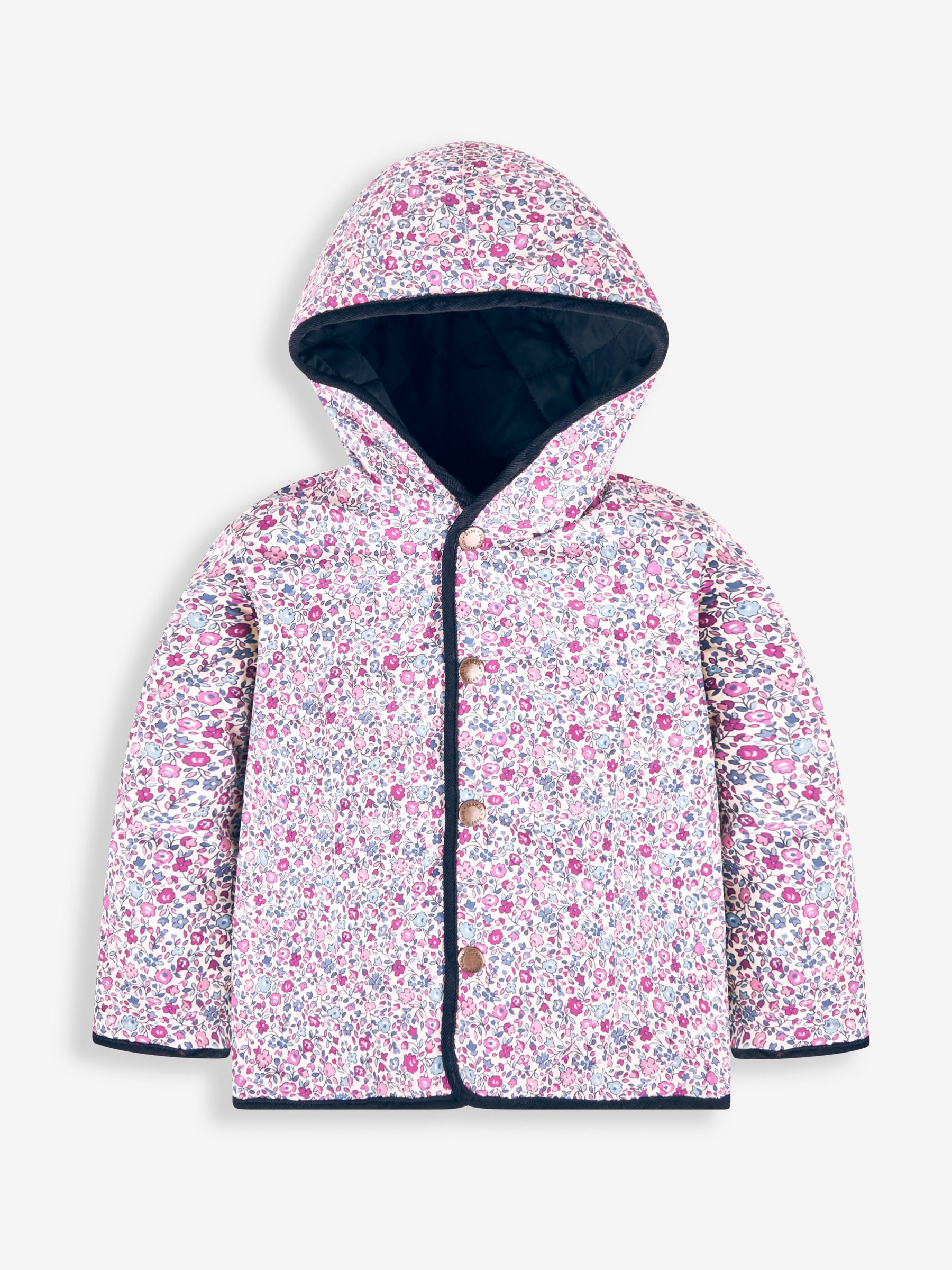 Navy Girls' Reversible Quilted Jacket - Image 4 of 6