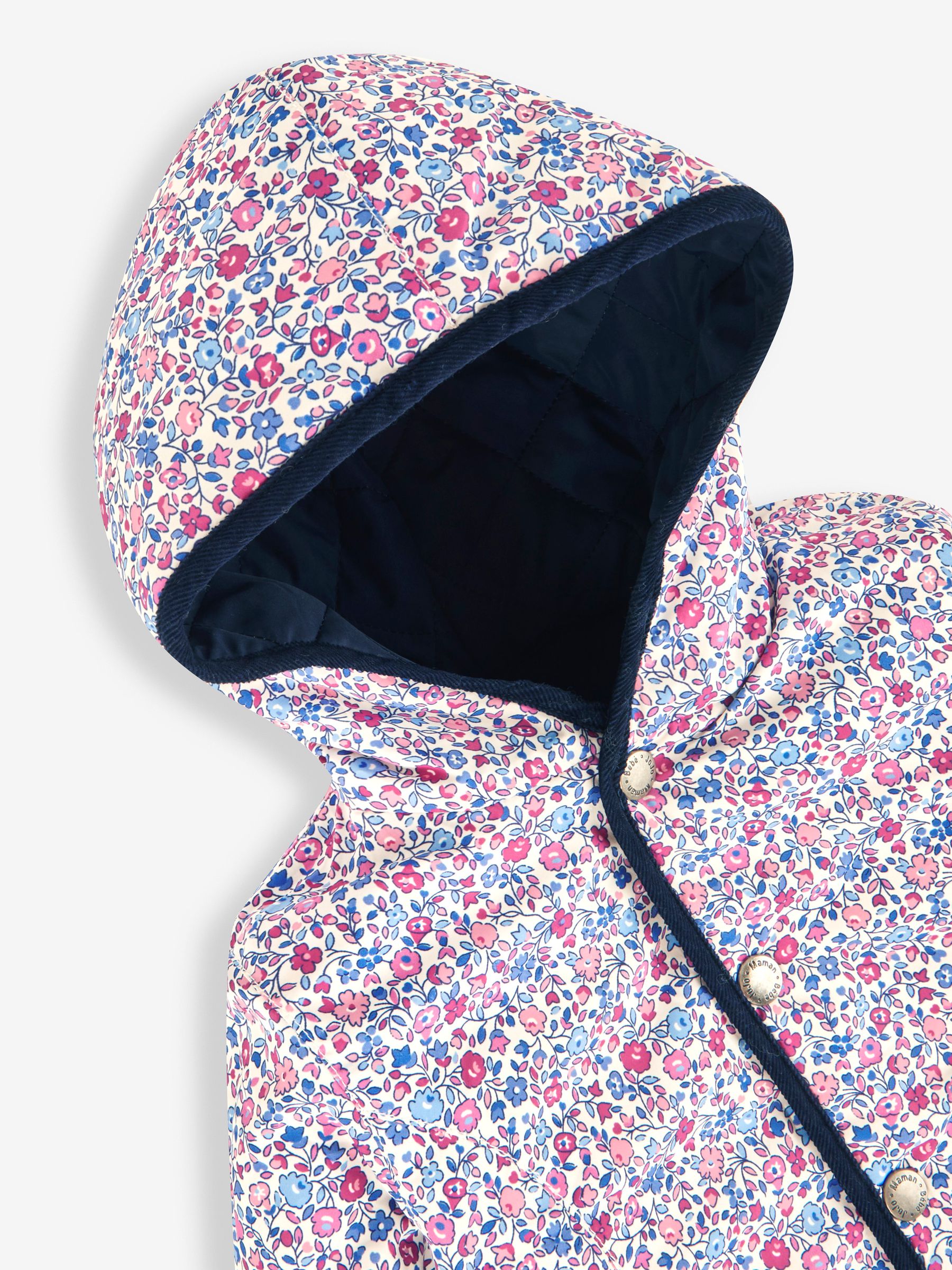 Navy Girls' Reversible Quilted Jacket - Image 6 of 6
