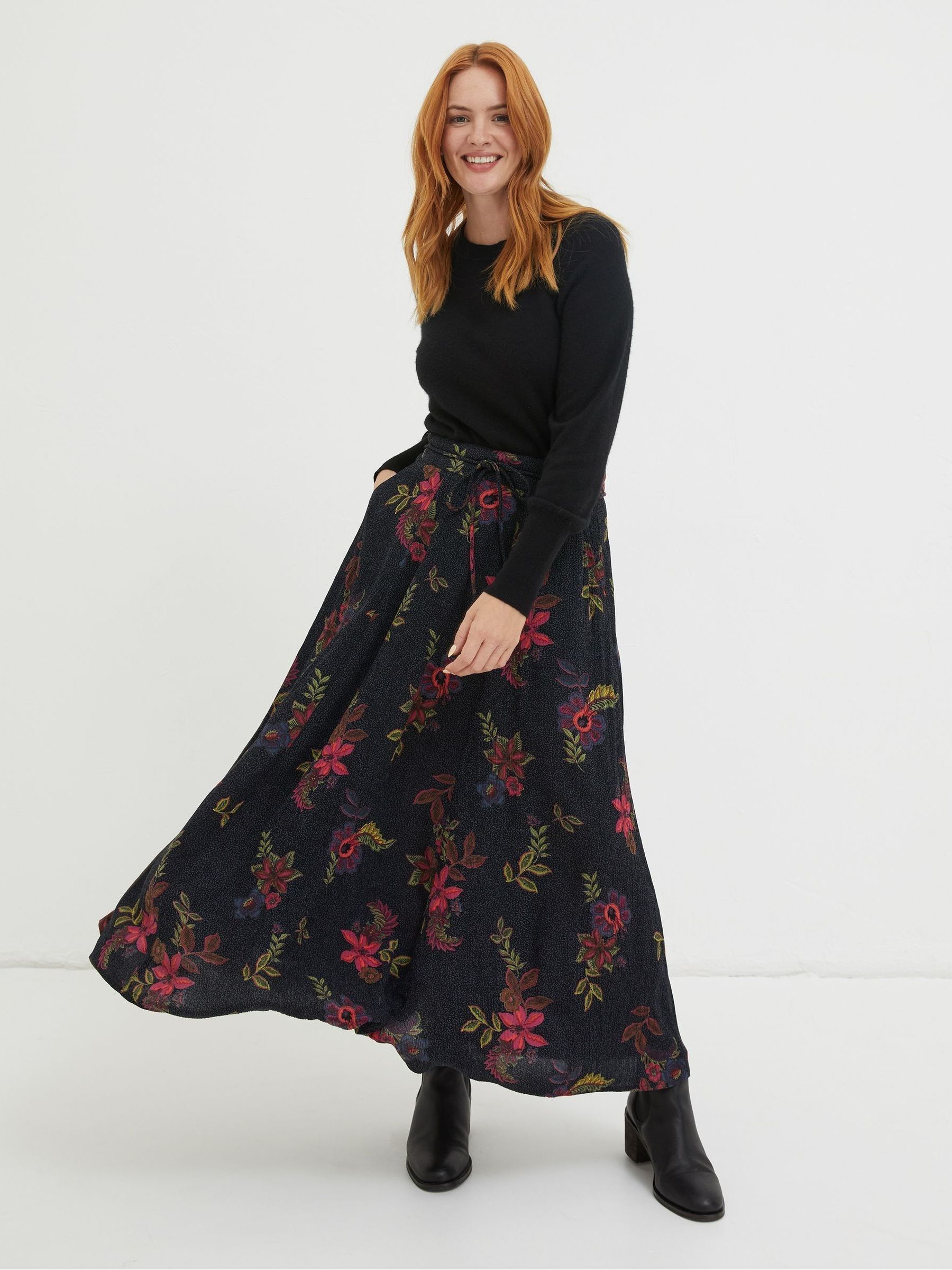 Black Amelie Floral Midi Skirt - Image 3 of 6