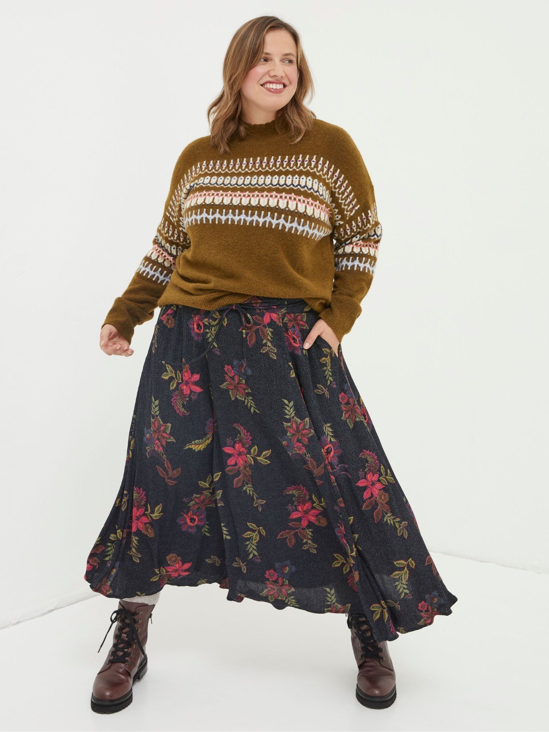 Black Amelie Floral Midi Skirt - Image 4 of 6