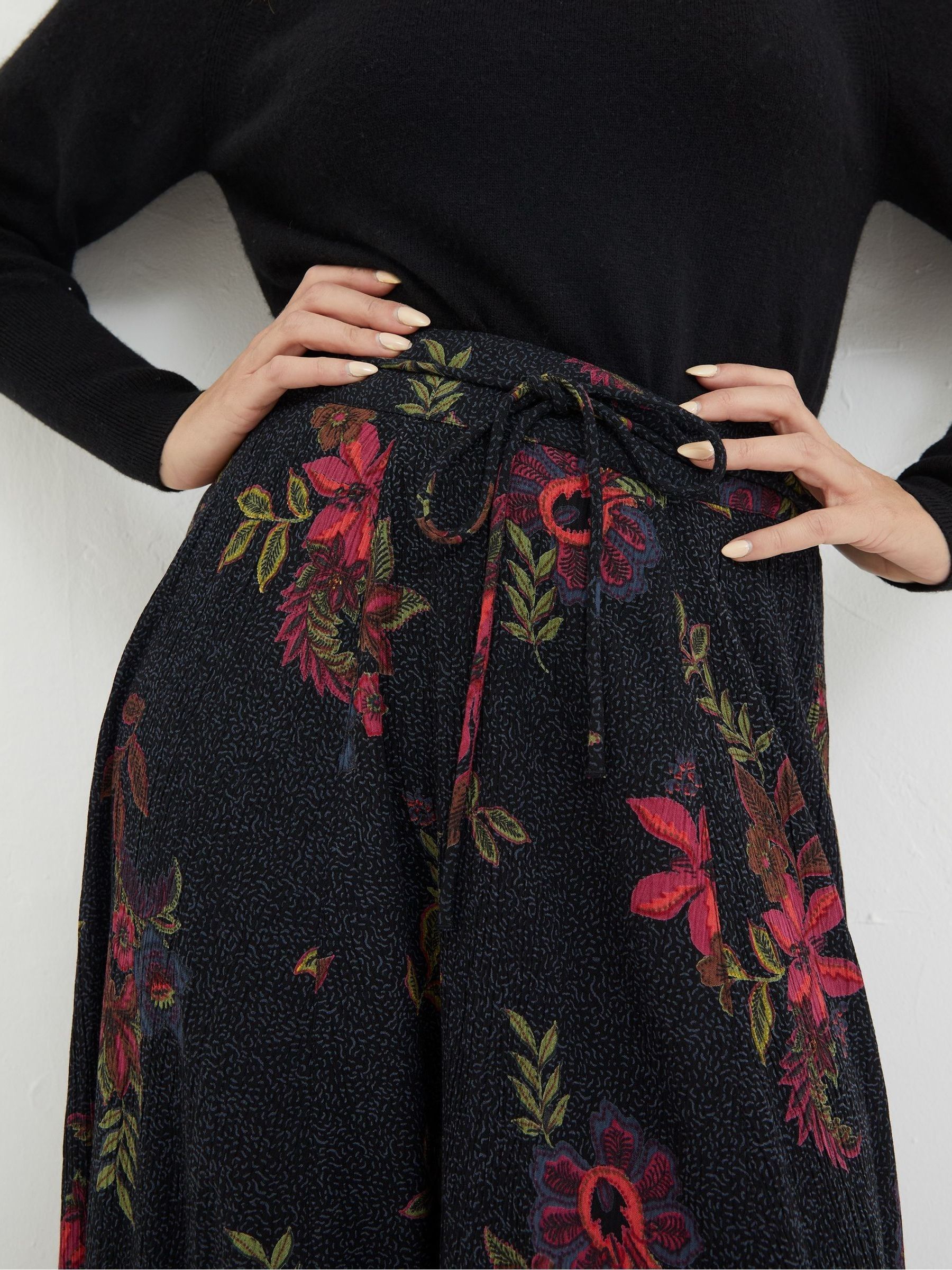 Black Amelie Floral Midi Skirt - Image 5 of 6