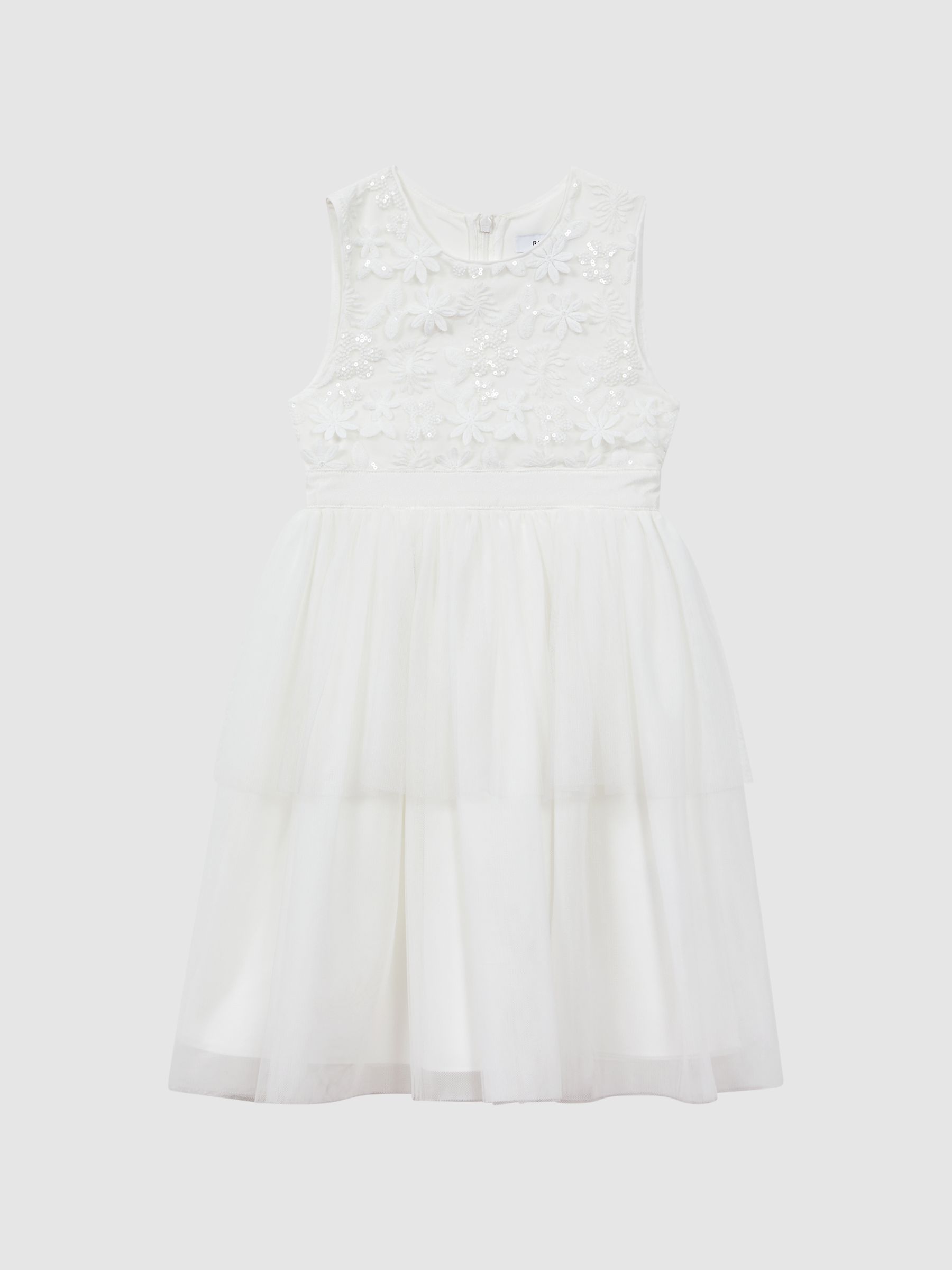 4-9 yrs Embellished Tulle Dress in Ivory - Image 2 of 8