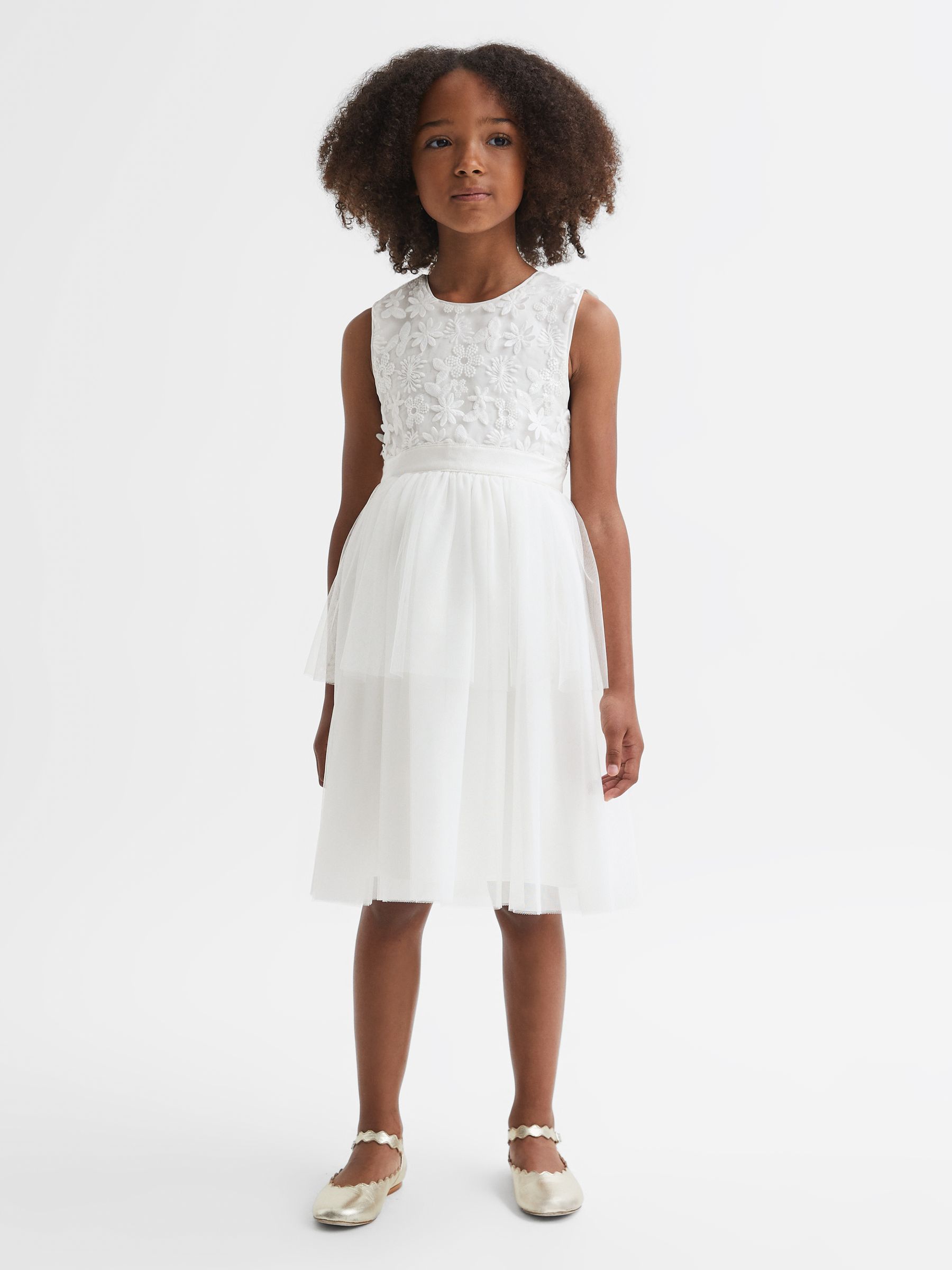 4-9 yrs Embellished Tulle Dress in Ivory - Image 3 of 8
