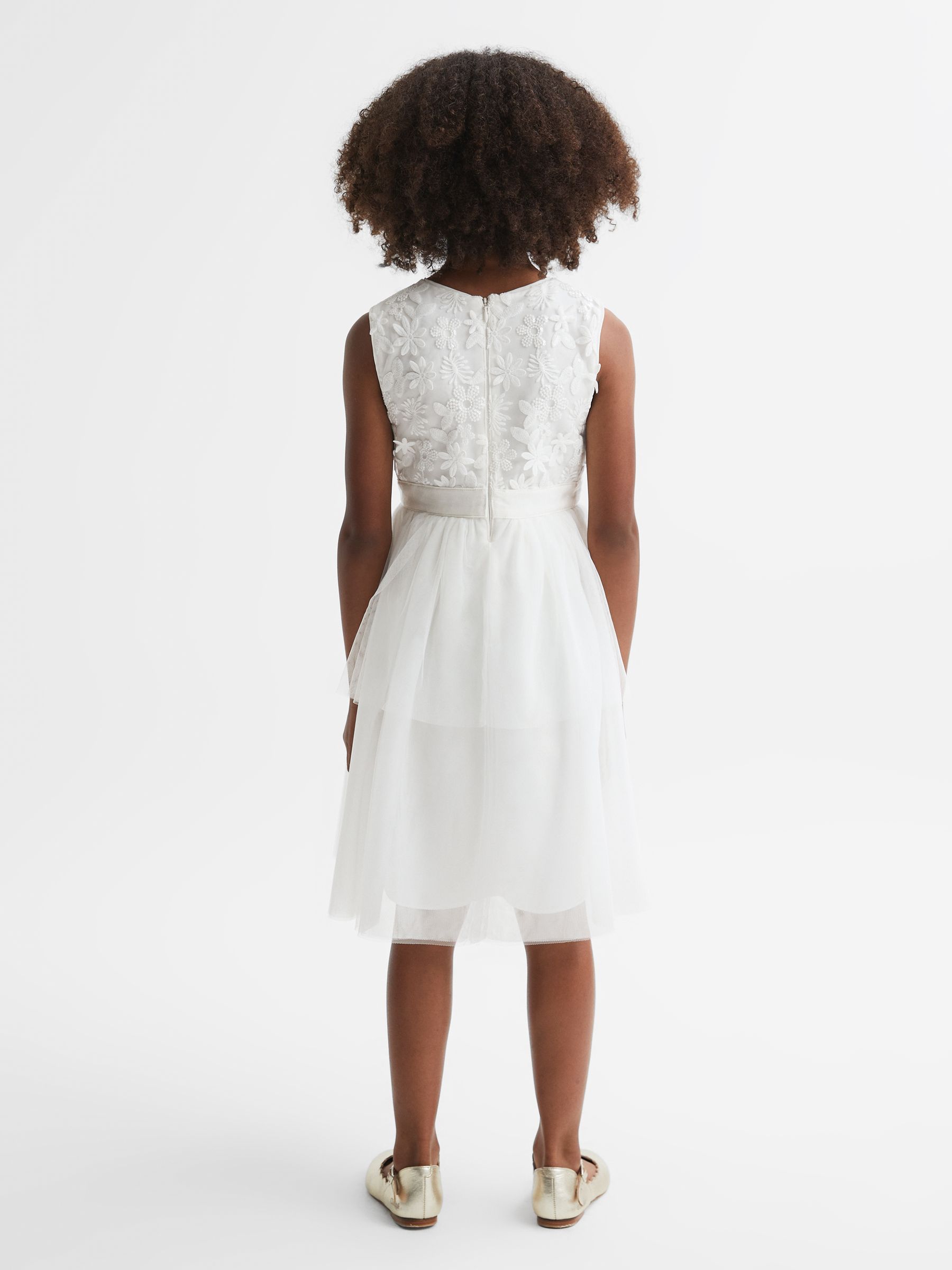 4-9 yrs Embellished Tulle Dress in Ivory - Image 6 of 8