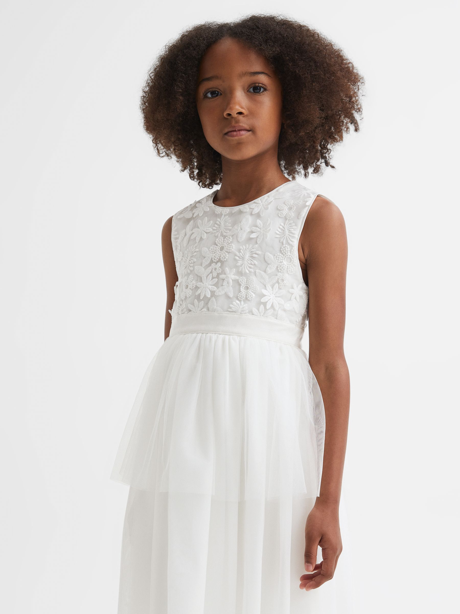4-9 yrs Embellished Tulle Dress in Ivory - Image 7 of 8