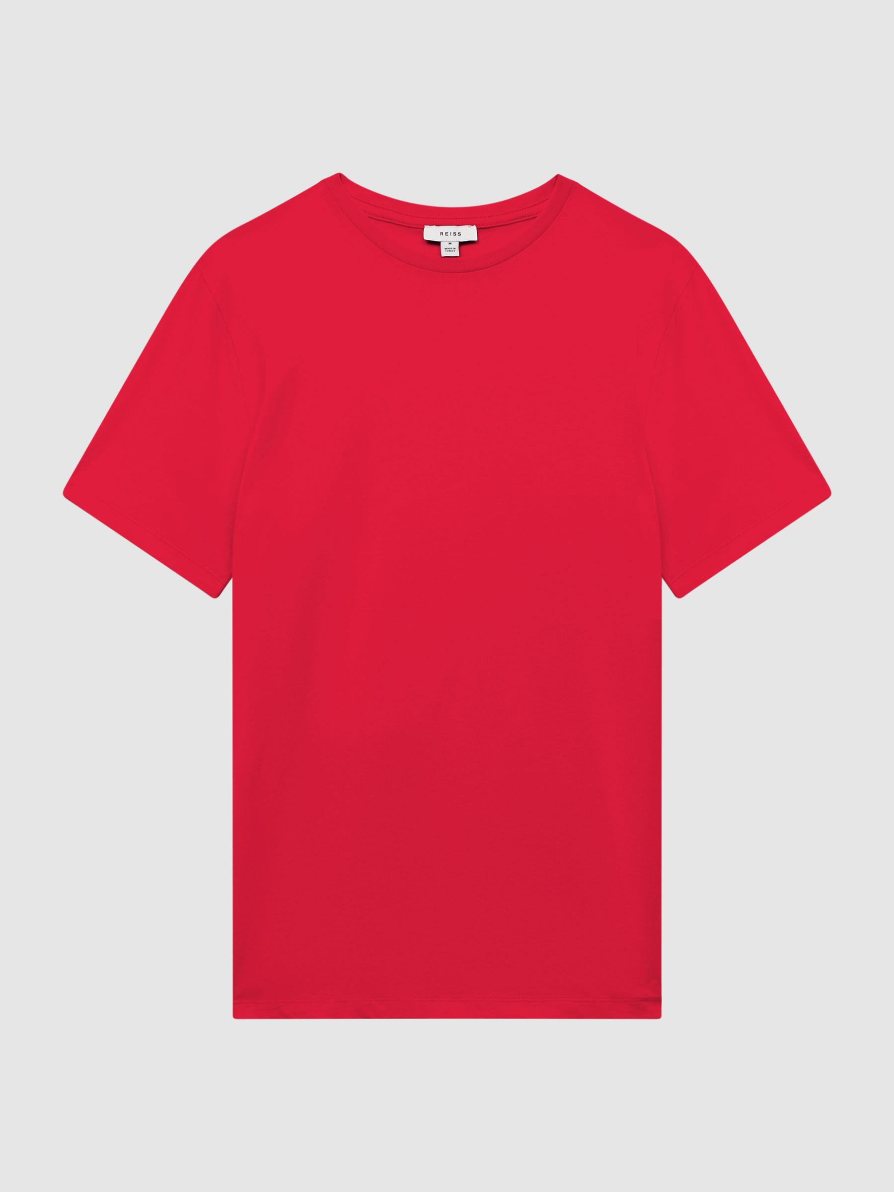Cotton Crew Neck T-Shirt in Grenedine Orange - Image 2 of 6