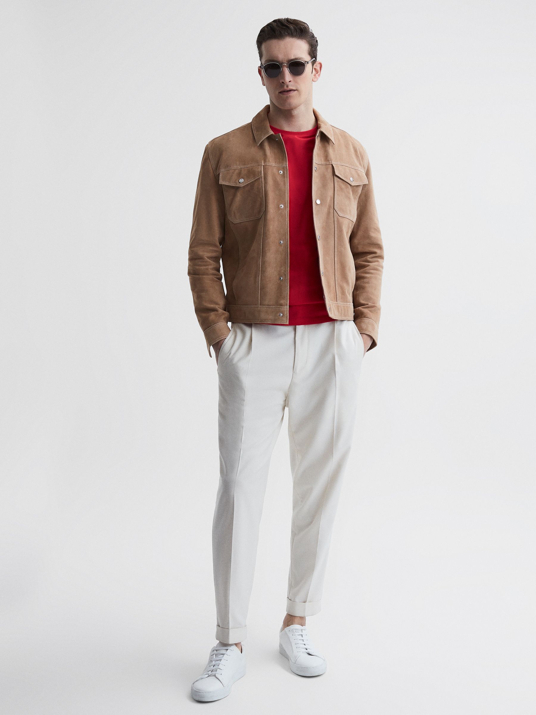 Cotton Crew Neck T-Shirt in Grenedine Orange - Image 6 of 6