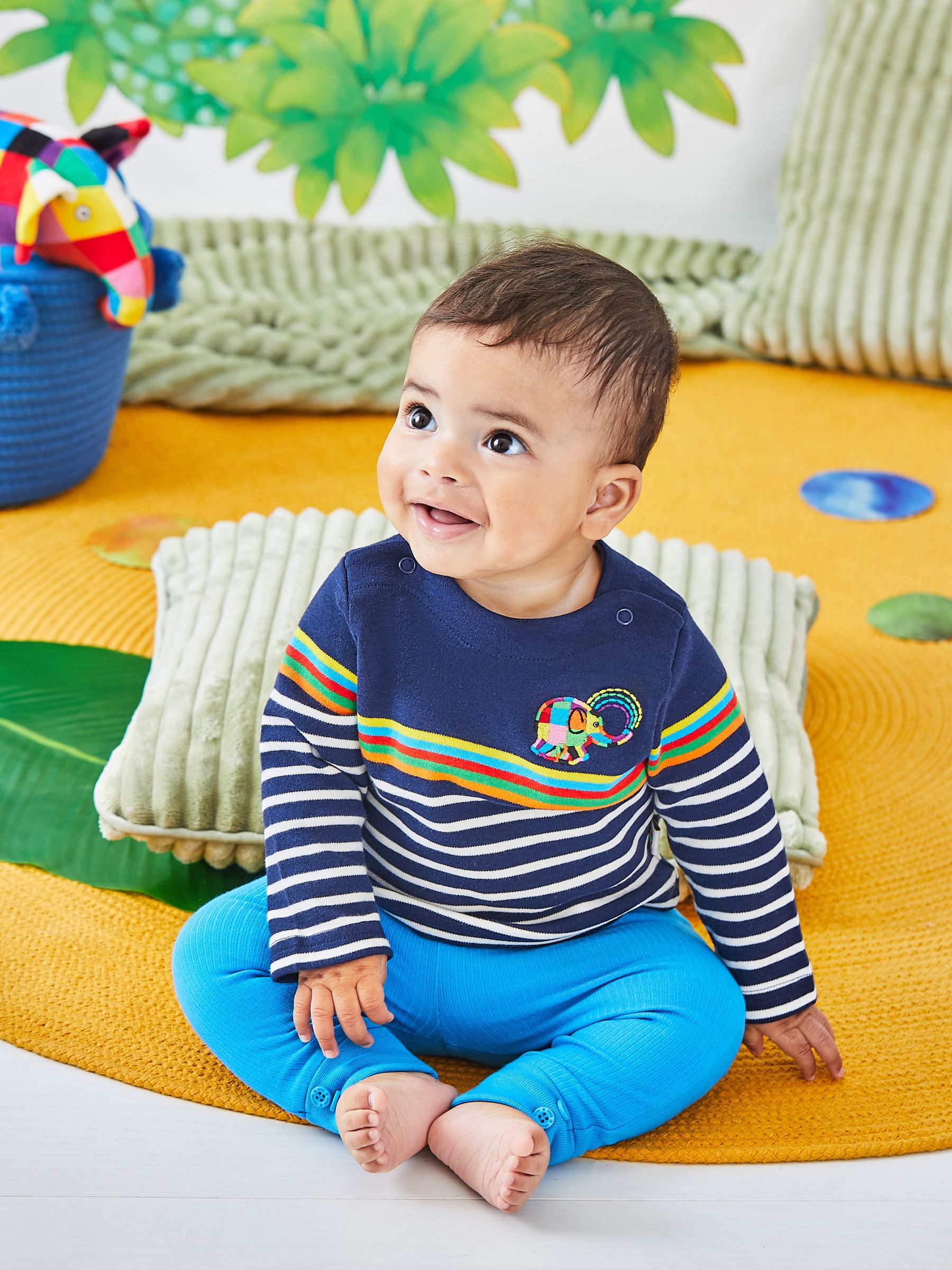 Navy Elmer Appliqué Breton Top & Cosy Trousers Set - Image 1 of 8