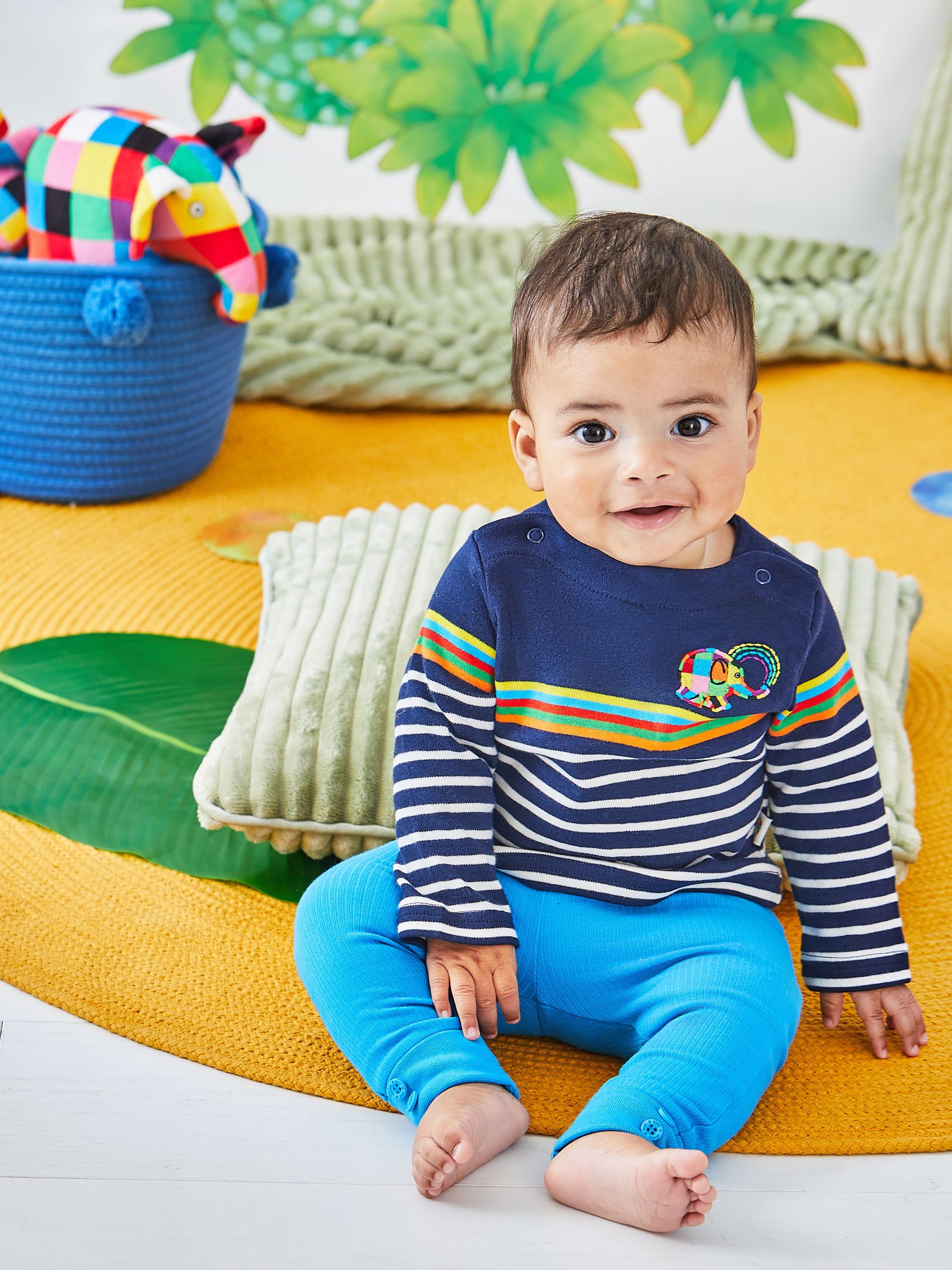 Navy Elmer Appliqué Breton Top & Cosy Trousers Set - Image 2 of 8