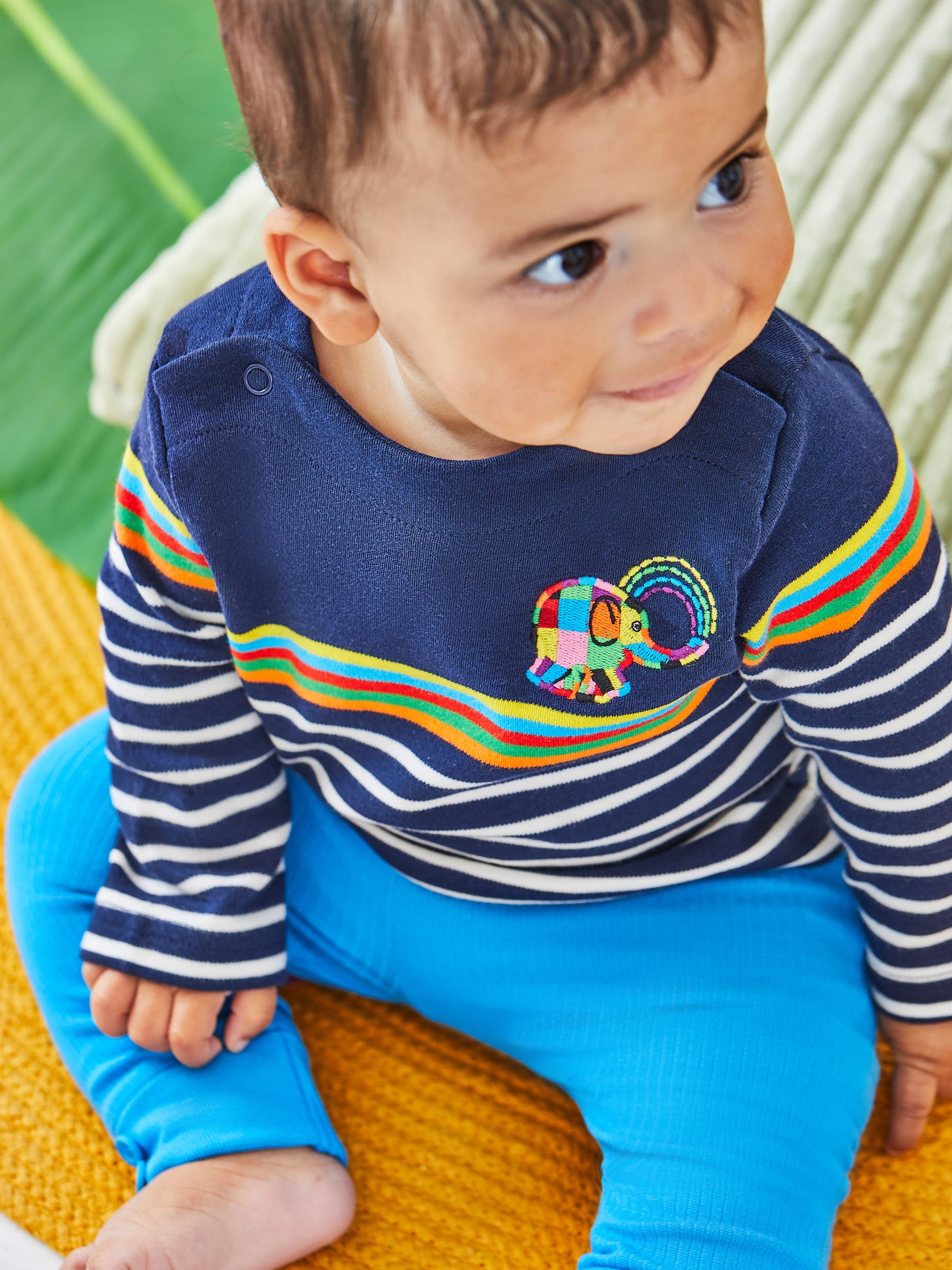 Navy Elmer Appliqué Breton Top & Cosy Trousers Set - Image 3 of 8