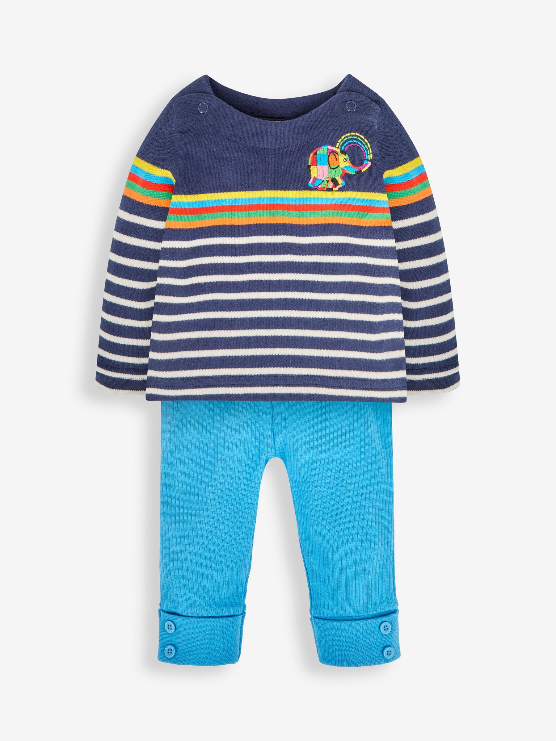 Navy Elmer Appliqué Breton Top & Cosy Trousers Set - Image 4 of 8
