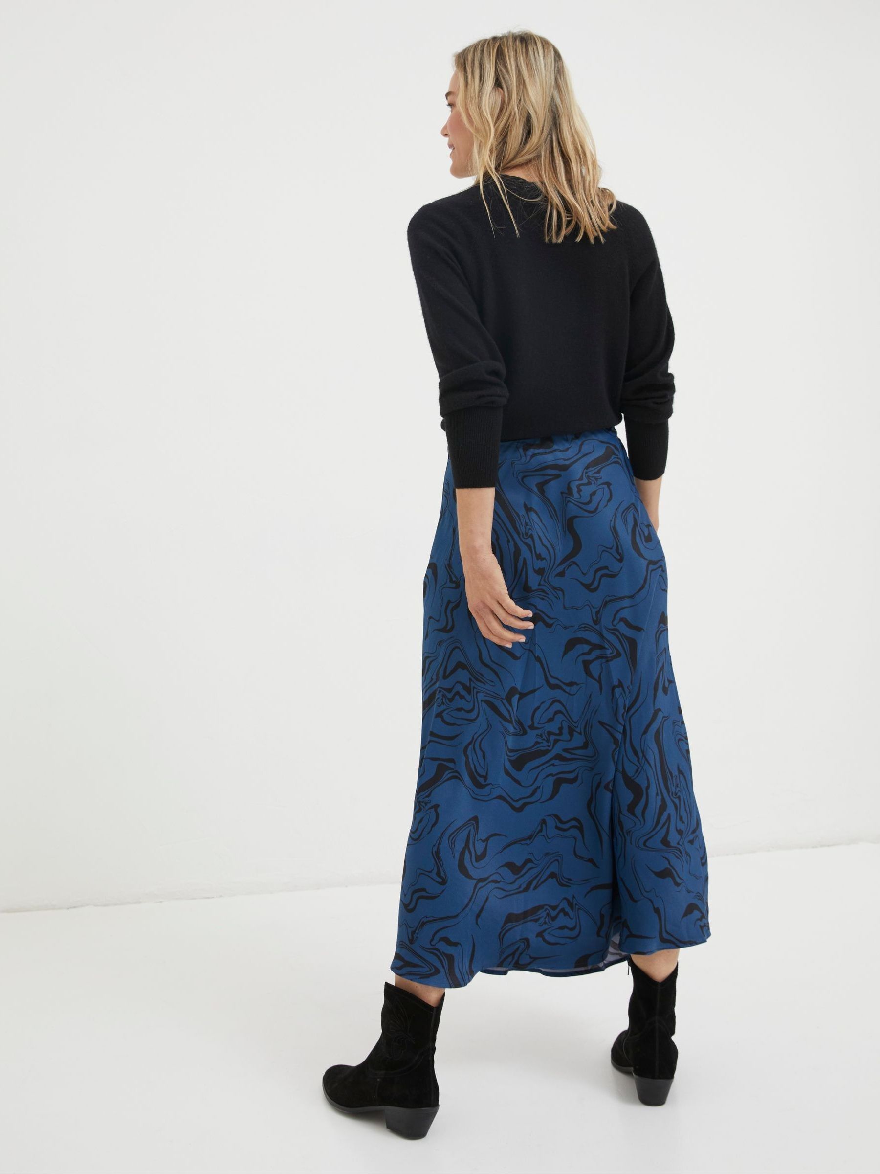Blue Pat Marble Midi Skirt - Image 2 of 5
