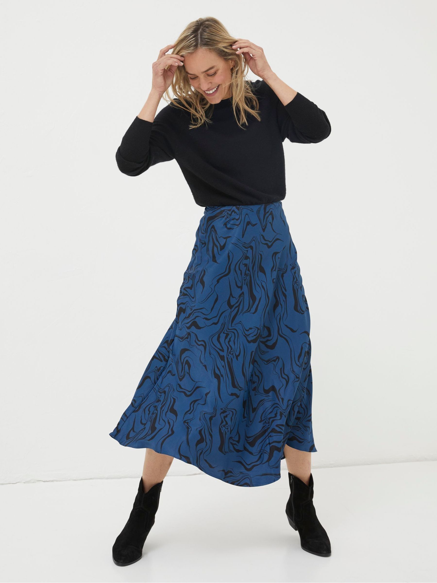 Blue Pat Marble Midi Skirt - Image 3 of 5