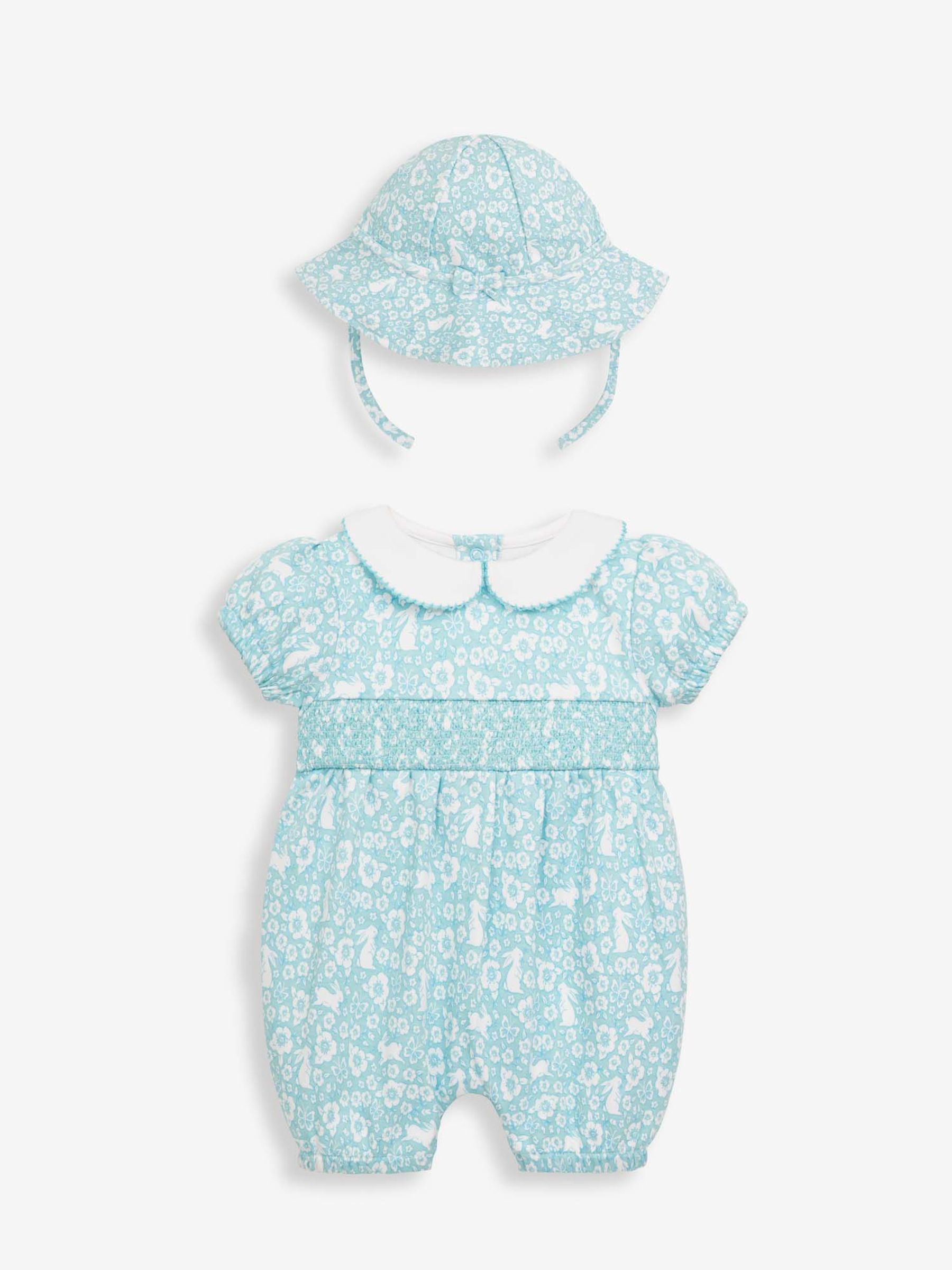 Duck Egg Bunny Jersey Baby Romper & Hat Set - Image 1 of 4