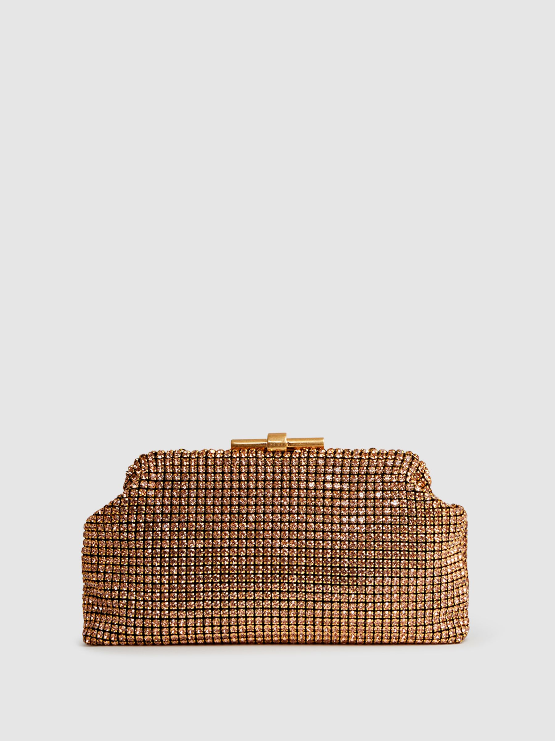 Embellished Clutch Bag in Peach - Image 1 of 6