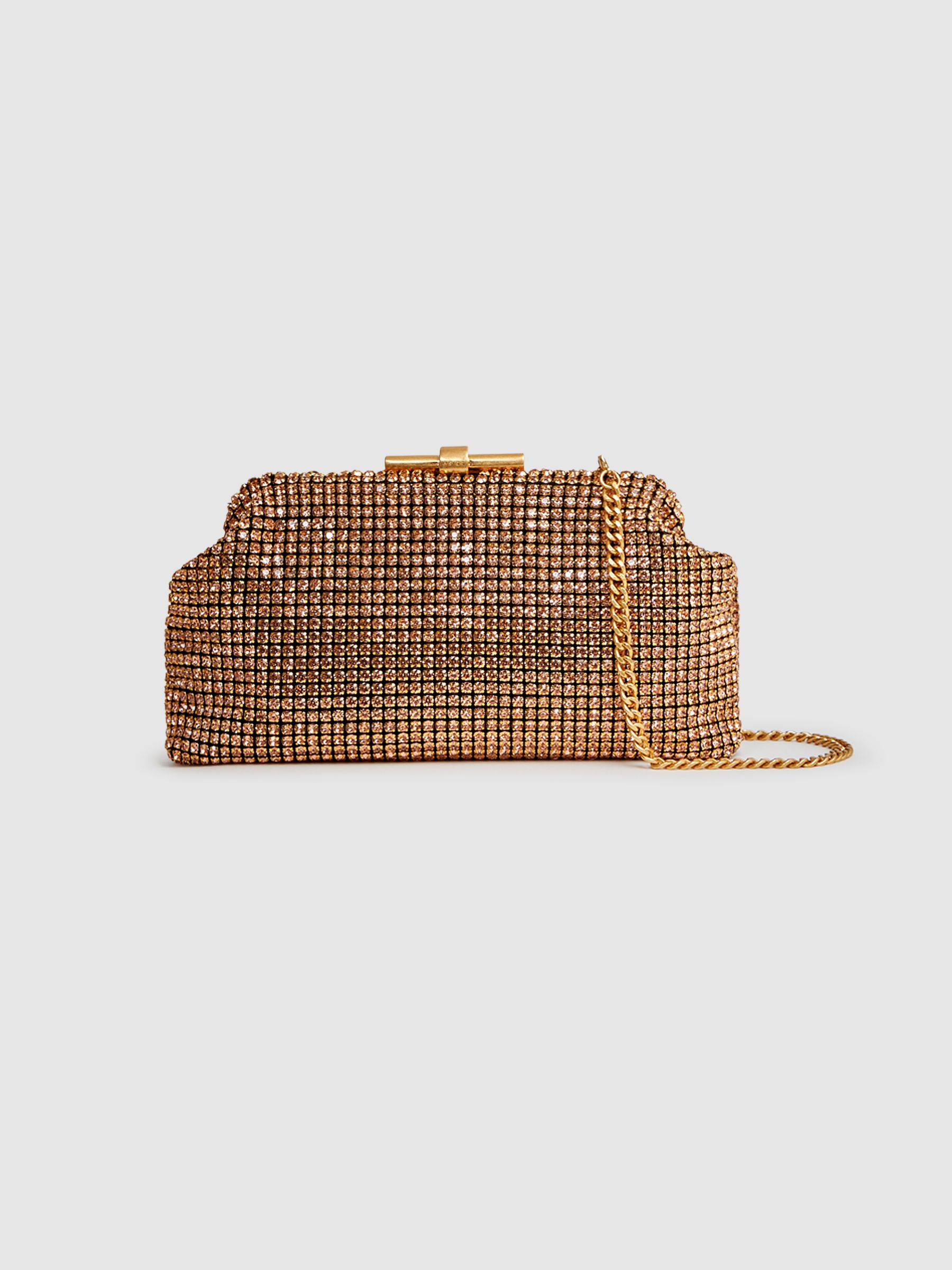 Embellished Clutch Bag in Peach - Image 4 of 6