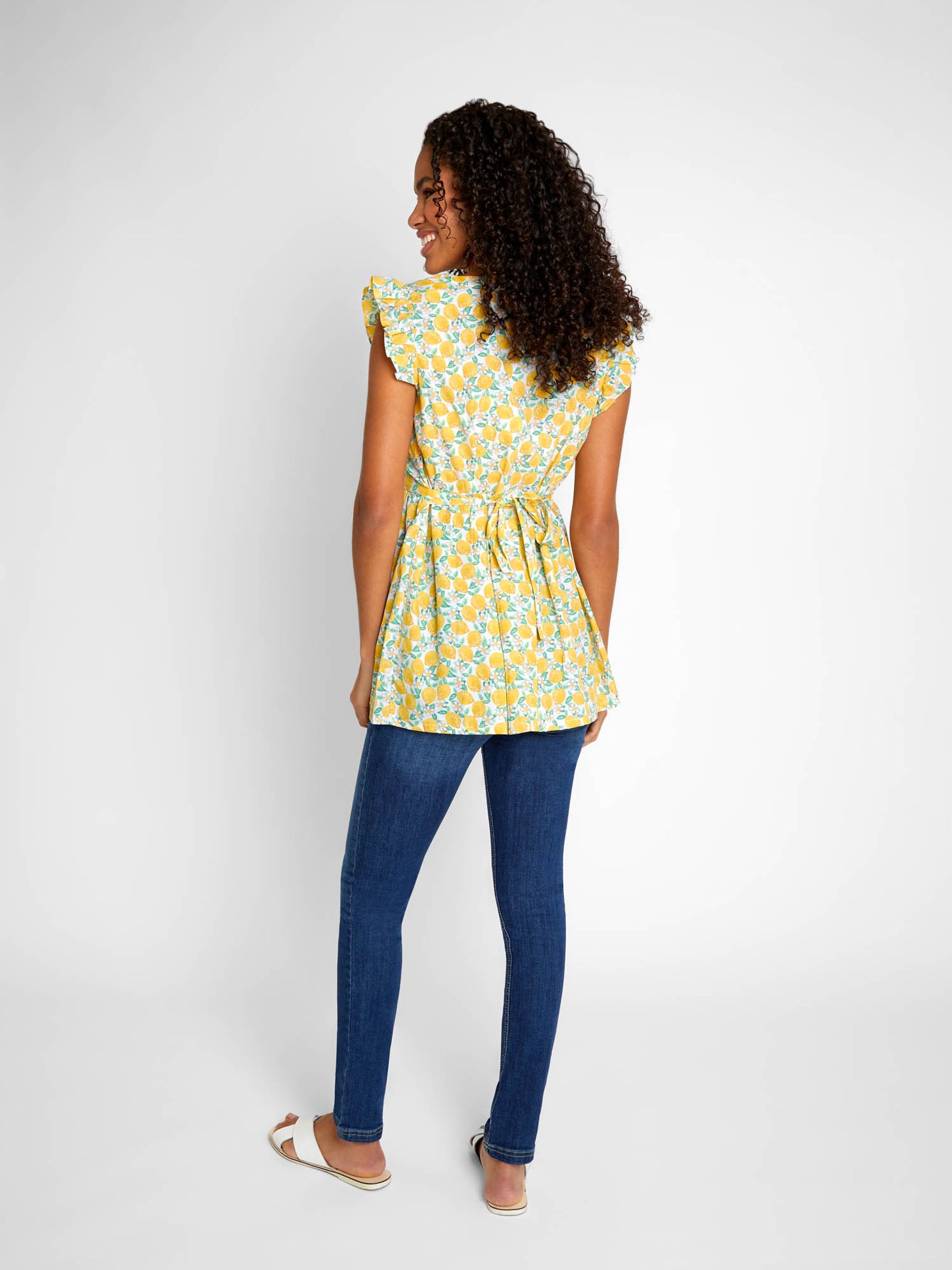 Yellow Lemon Floral Print 100% Cotton Blouse - Image 3 of 5