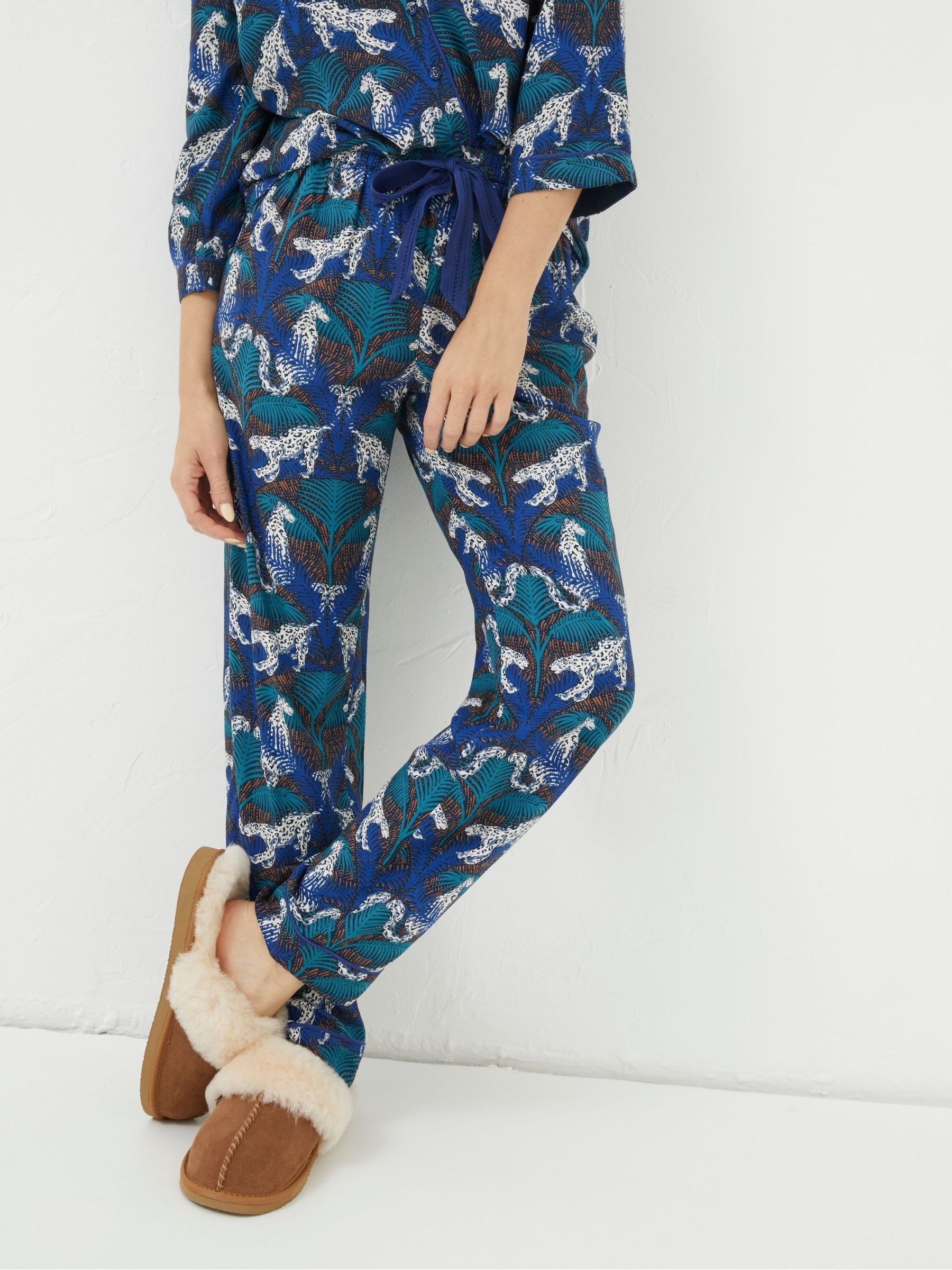 Blue Stevie Snow Leopard Pyjama Trousers FatFace