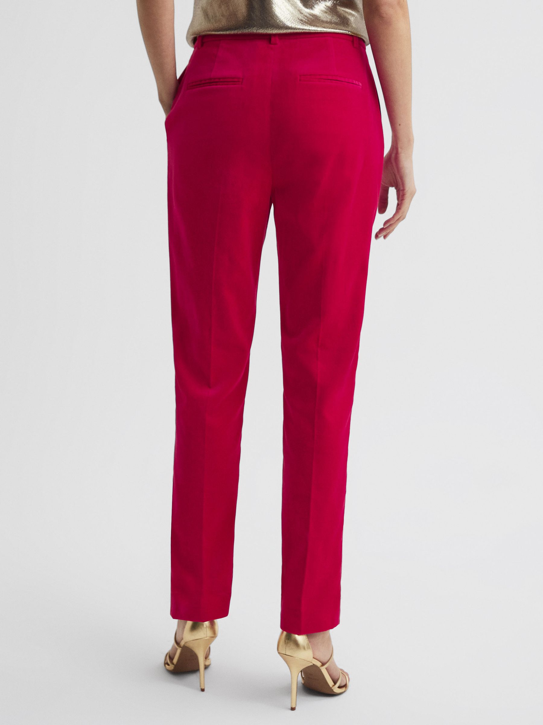 Velvet Tapered Suit Trousers in Pink - Image 5 of 6