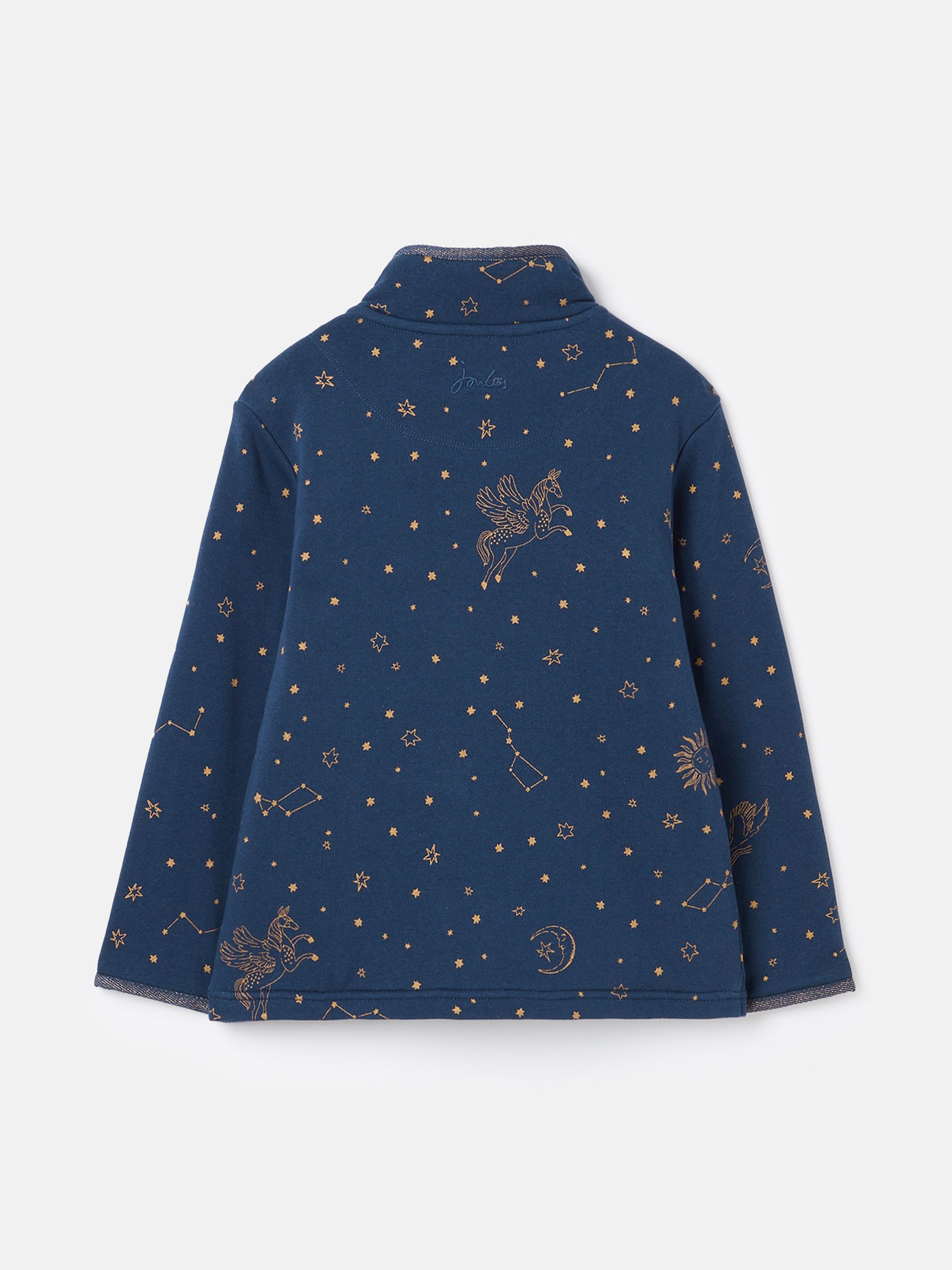 Fairdale Luxe Navy Blue Quarter Zip Printed Sweatshirt with Fleece Lining - Image 2 of 5