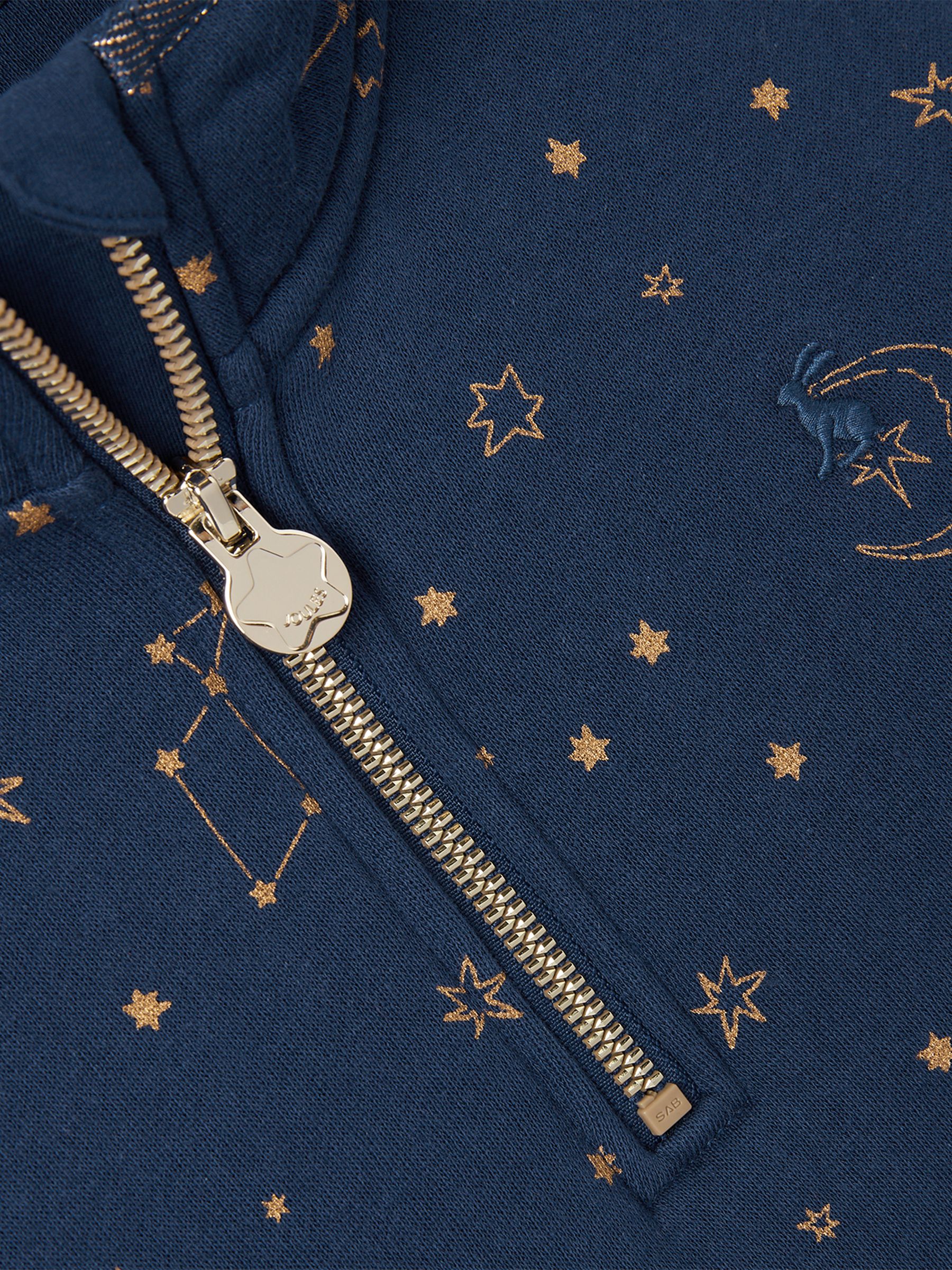 Fairdale Luxe Navy Blue Quarter Zip Printed Sweatshirt with Fleece Lining - Image 4 of 5