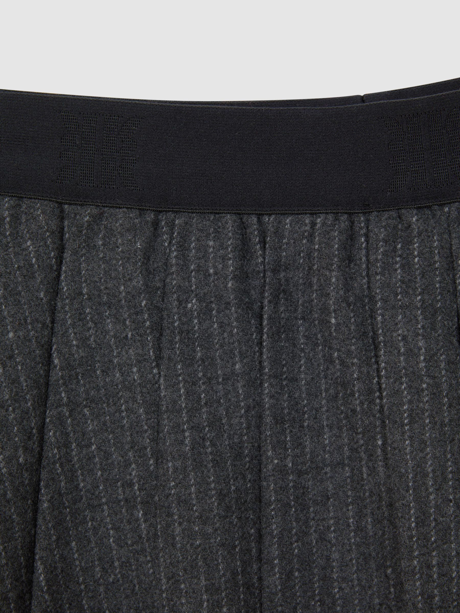 Wool Blend Striped Pleated Skirt in Dark Grey - Image 6 of 6