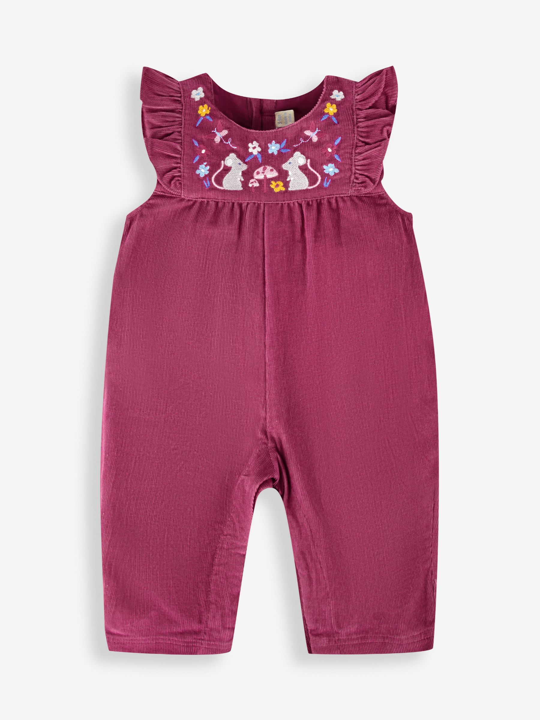 Rose Girls' Mouse Embroidered Cord Dungarees - Image 1 of 3