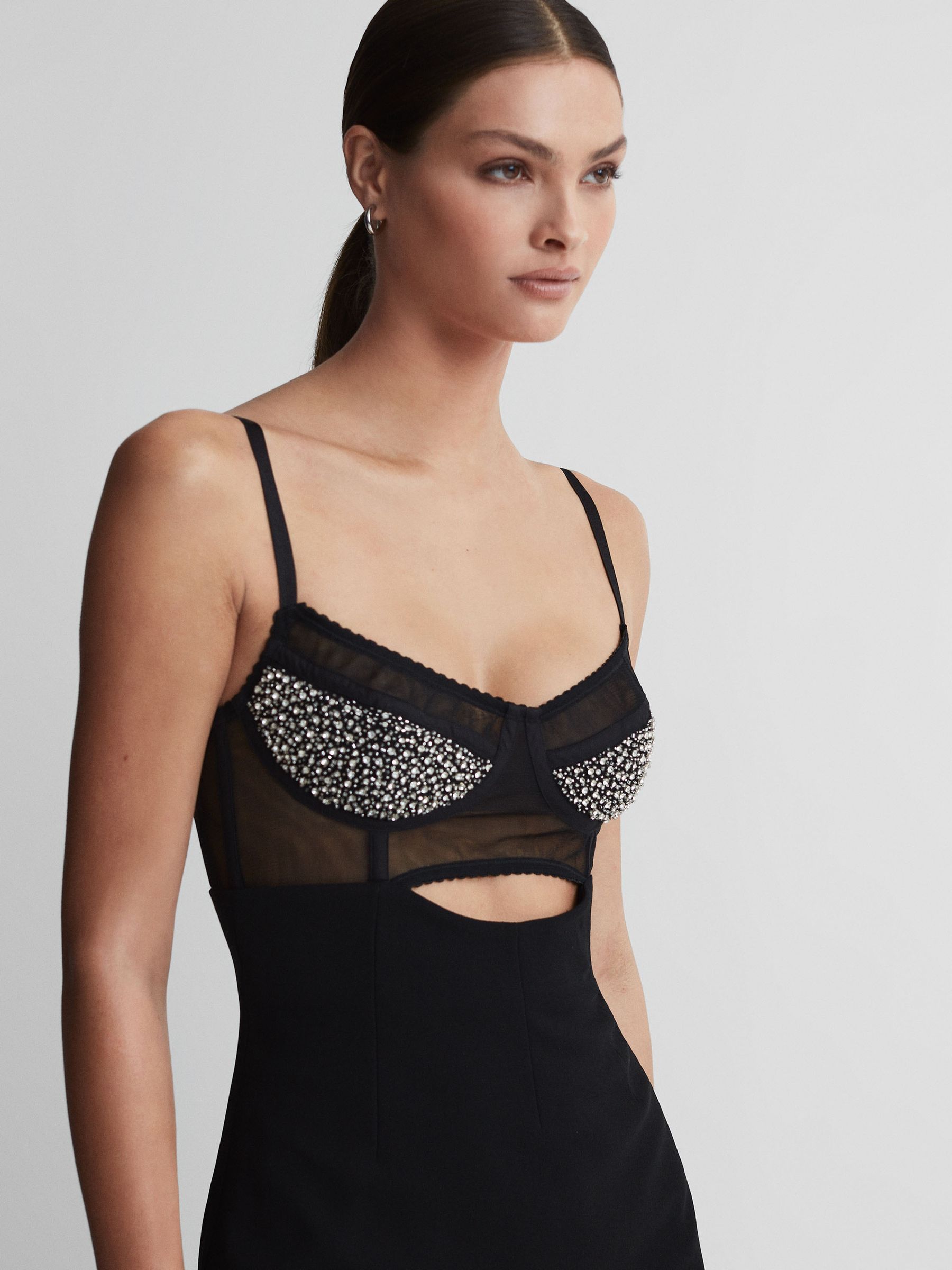 Rachel Gilbert Embellished Corset Maxi Dress in Black - Image 4 of 7