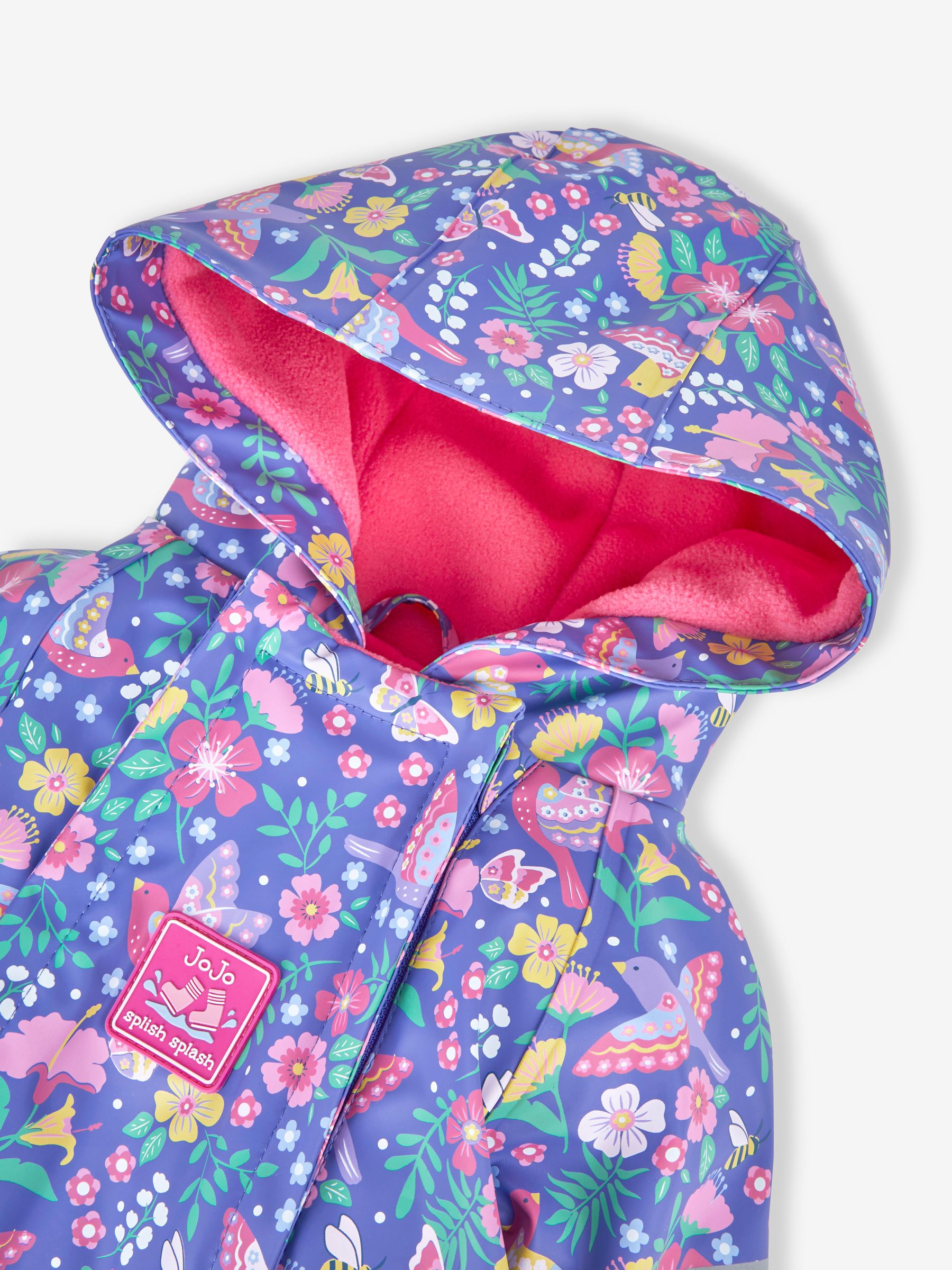 Purple Bird Floral Cosy Waterproof Puddlesuit - Image 6 of 9