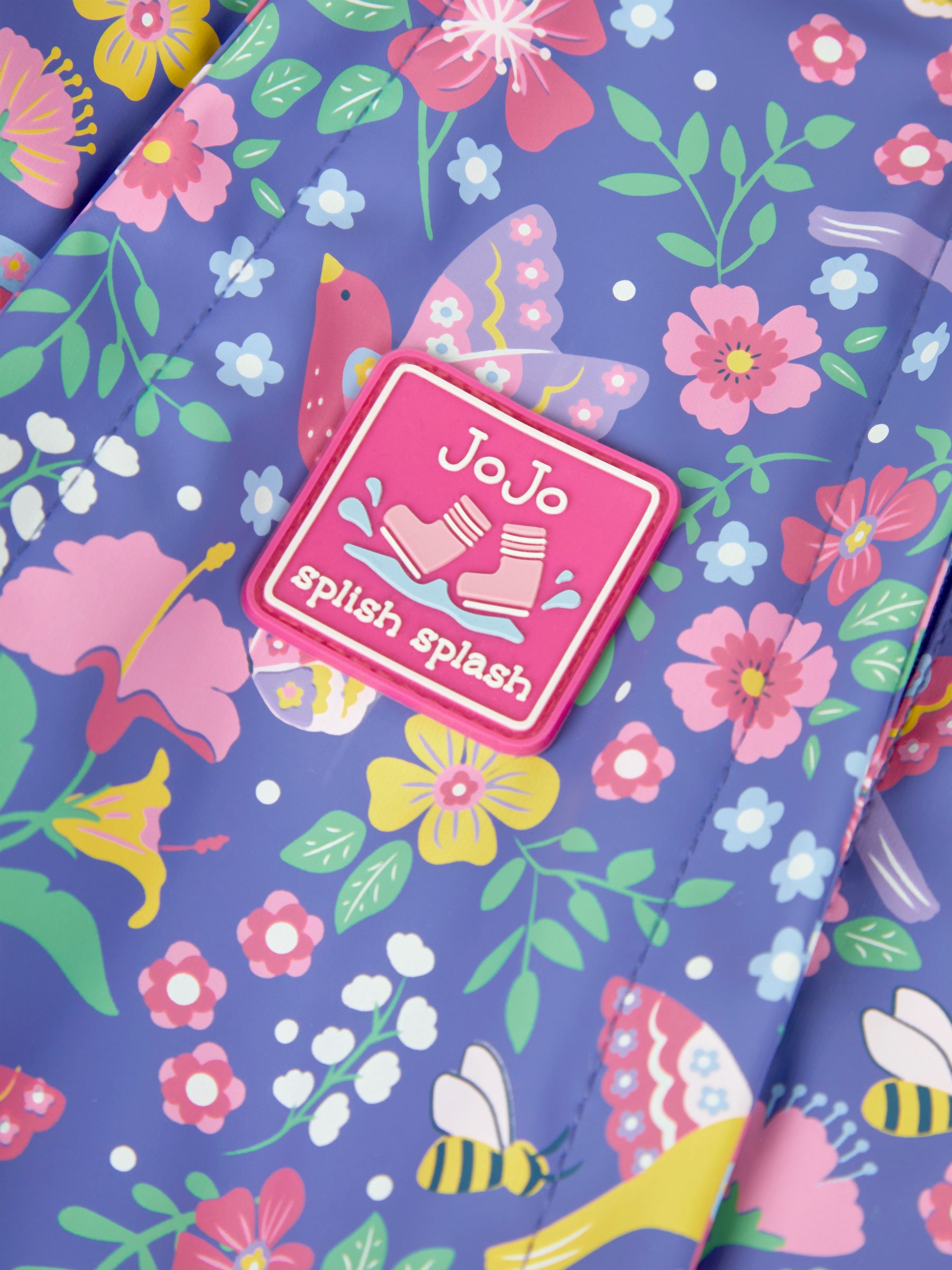 Purple Bird Floral Cosy Waterproof Puddlesuit - Image 7 of 9