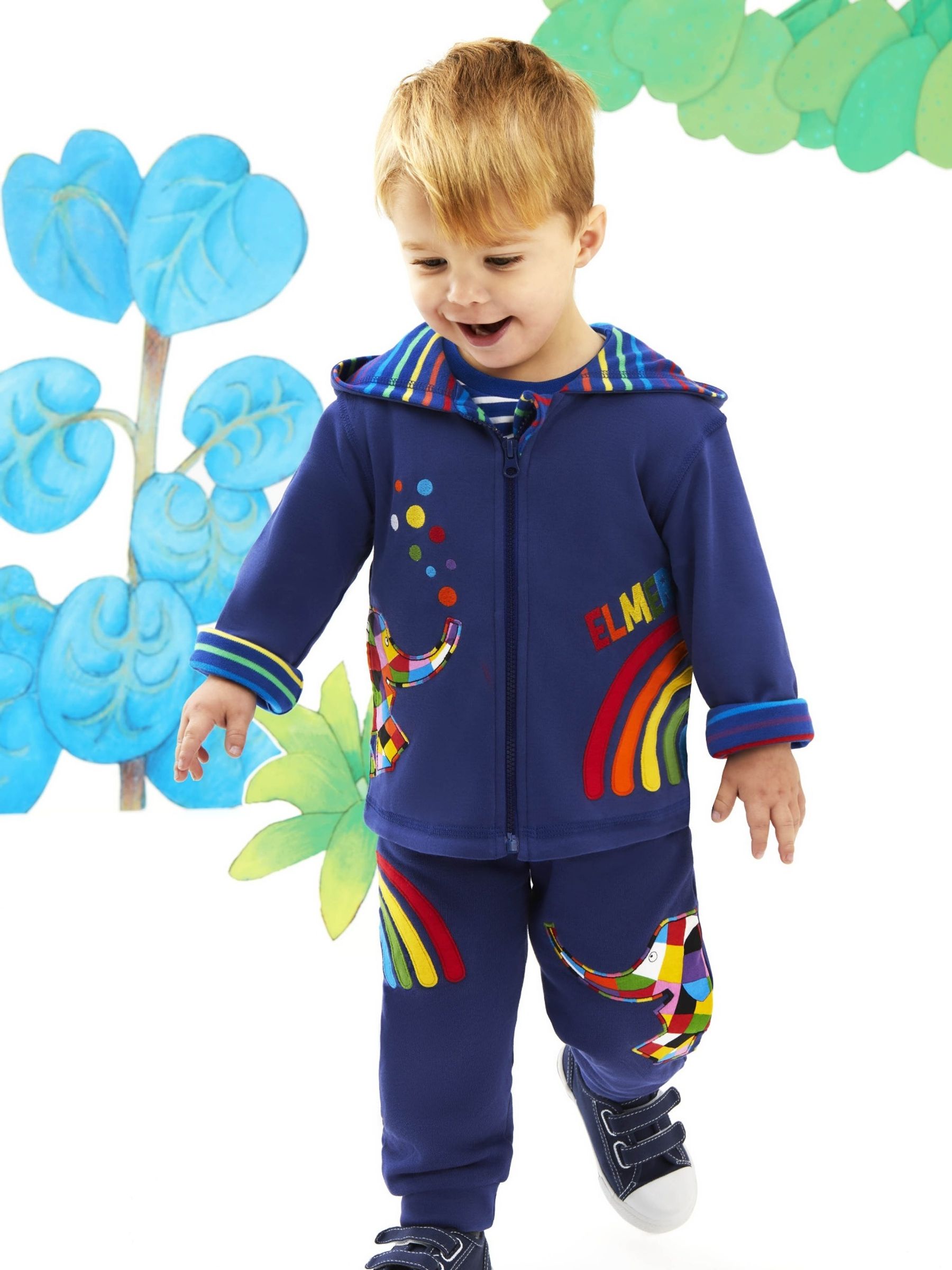 Navy Kids' Elmer Appliqué Hoodie With Pet In Pocket - Image 4 of 5