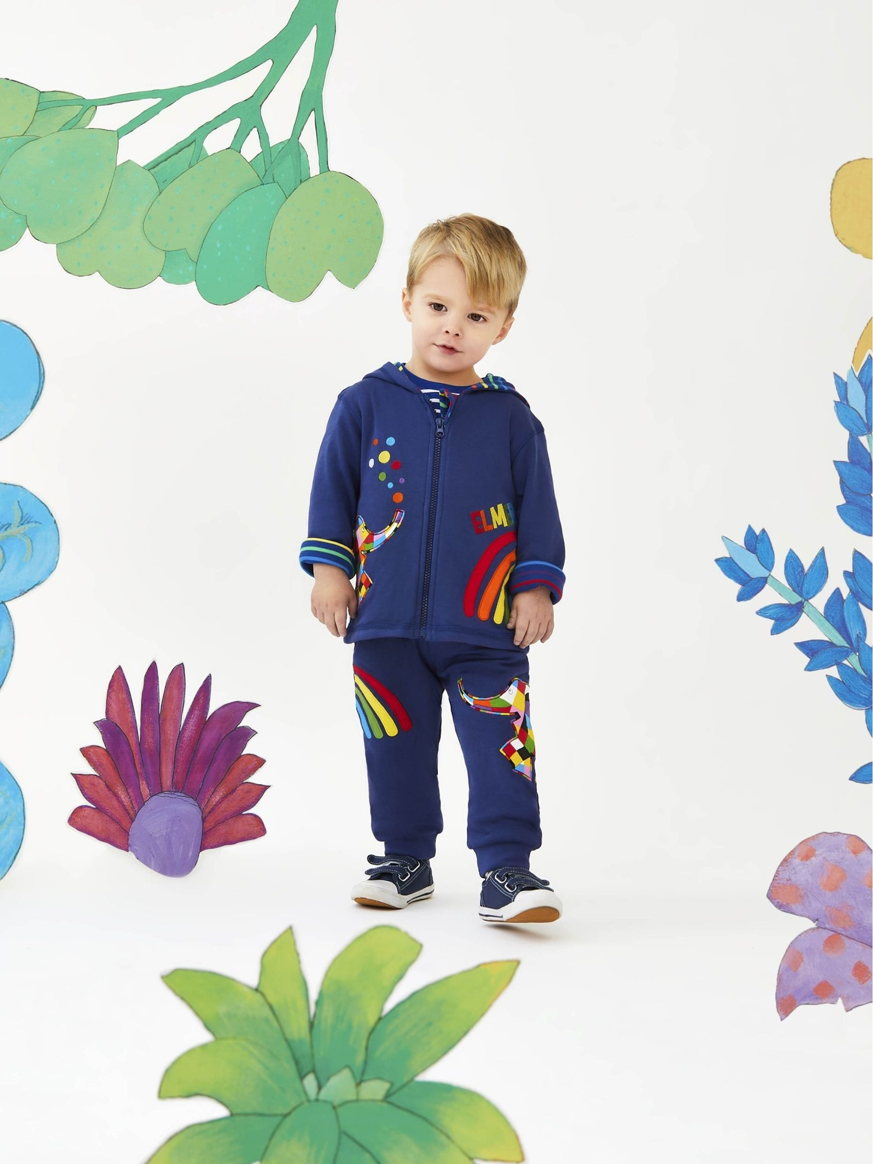 Navy Kids' Elmer Appliqué Hoodie With Pet In Pocket - Image 5 of 5