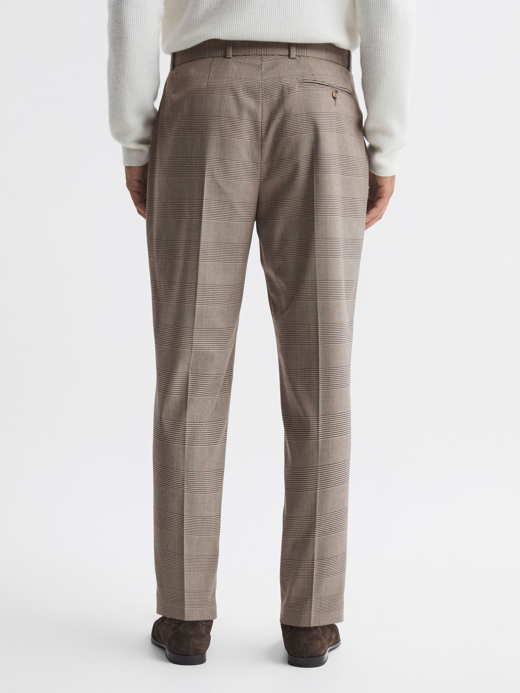 Prince of Wales Check Belted Trousers in Brown - Image 5 of 5