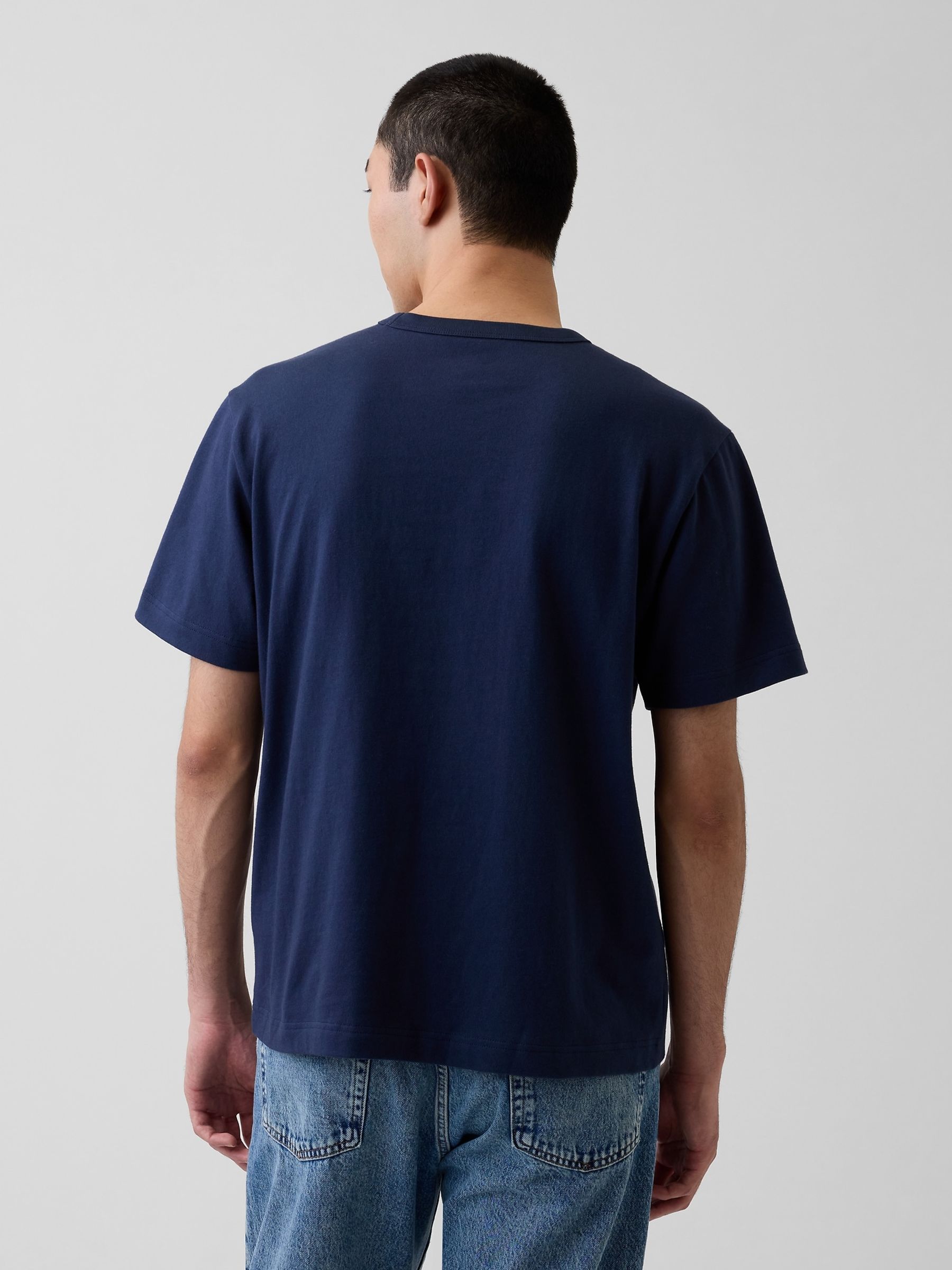 Navy Heavyweight Relaxed Logo Short Sleeve T-Shirt - Image 2 of 4