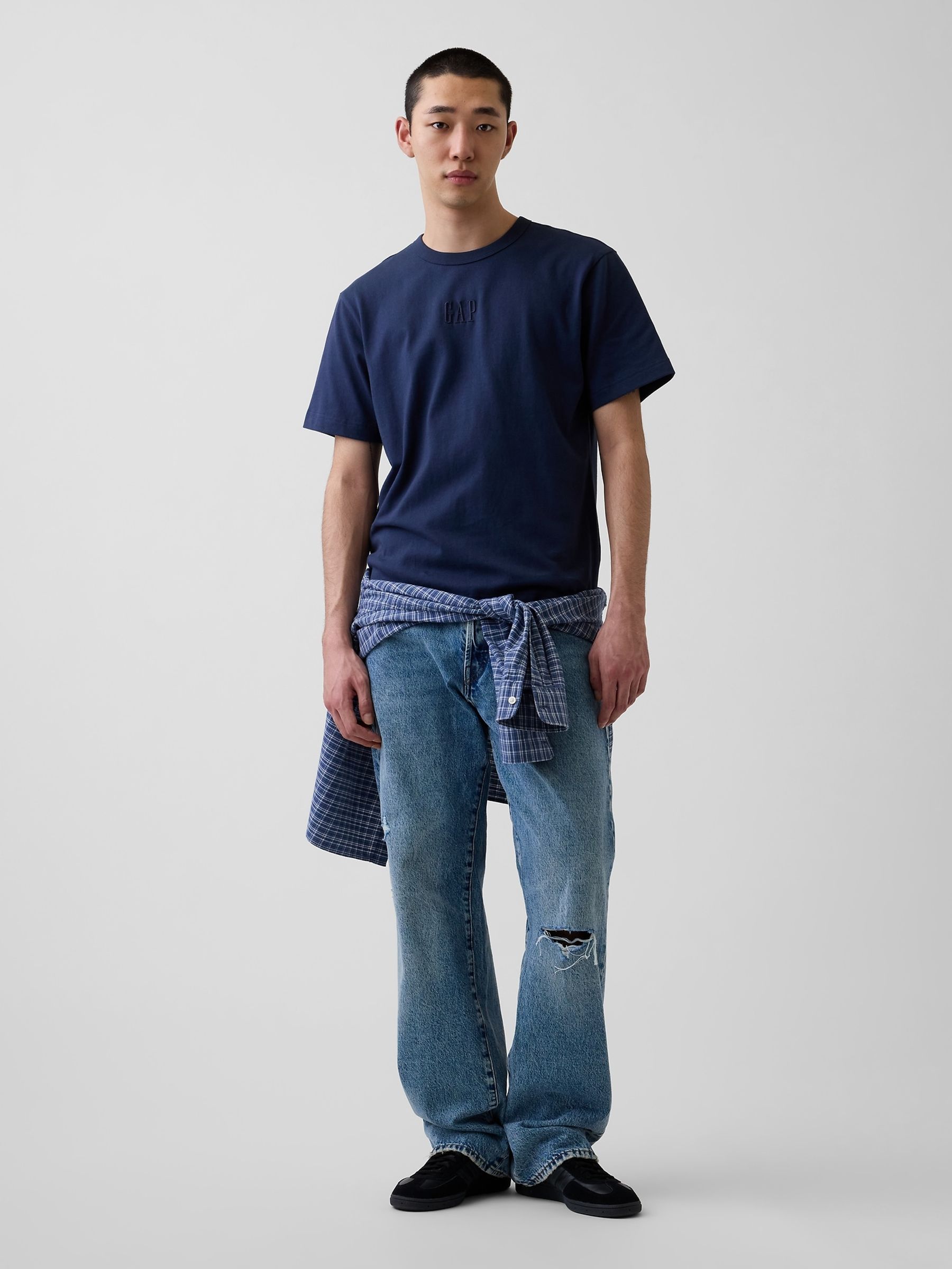 Navy Heavyweight Relaxed Logo Short Sleeve T-Shirt - Image 3 of 4