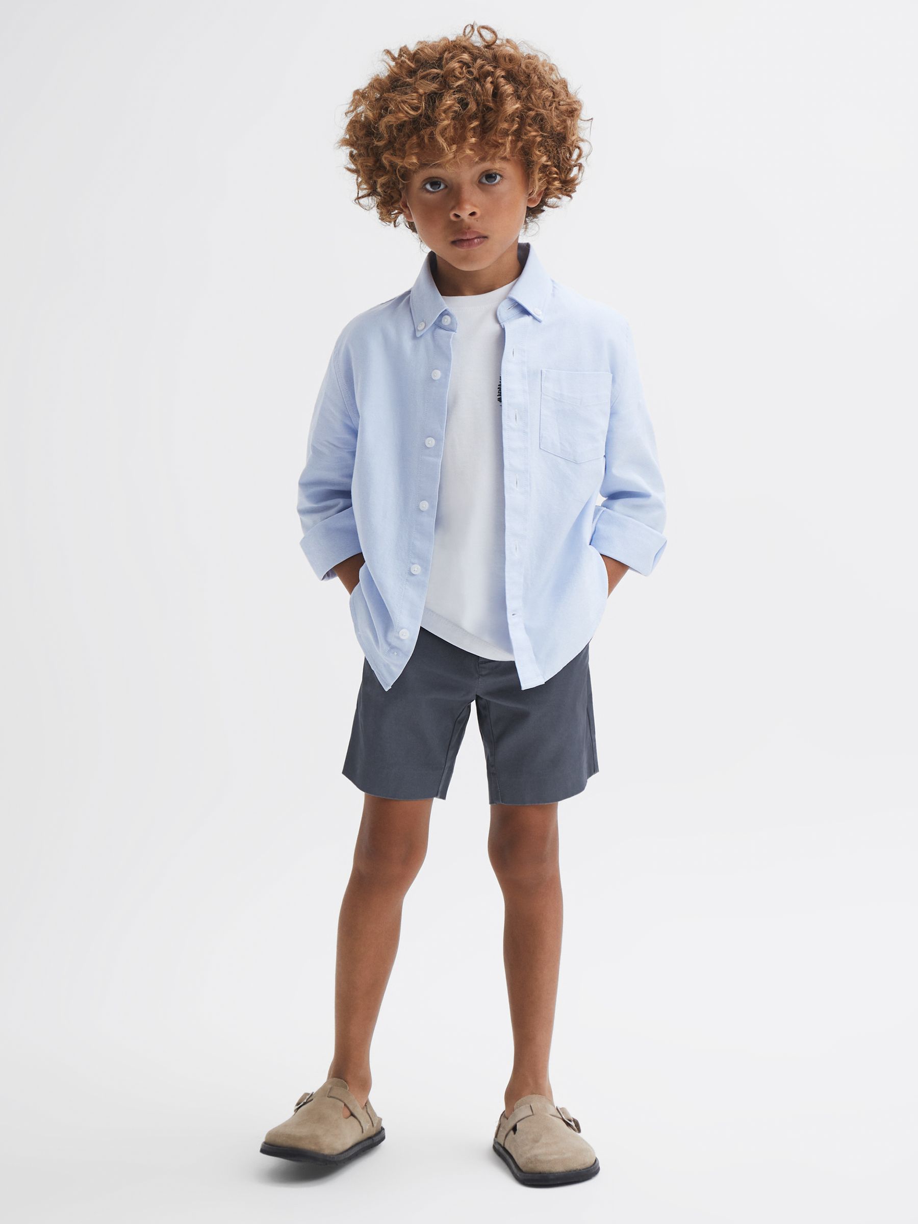 Junior Casual Chino Shorts in Airforce Blue - Image 1 of 6
