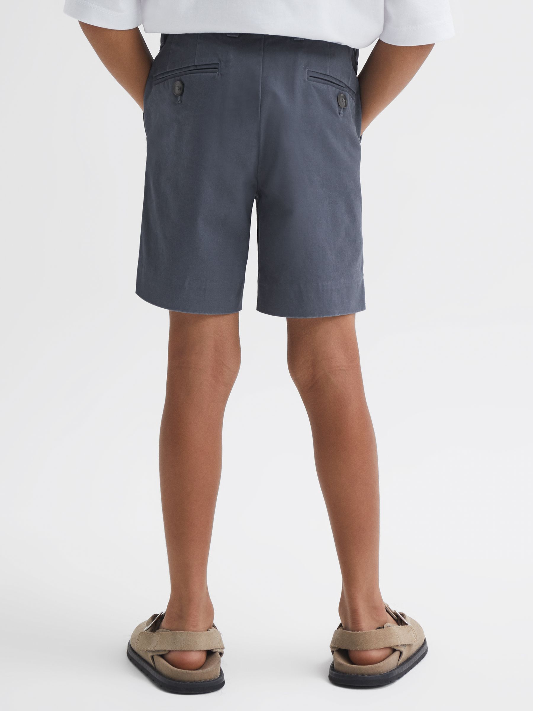 Junior Casual Chino Shorts in Airforce Blue - Image 3 of 6
