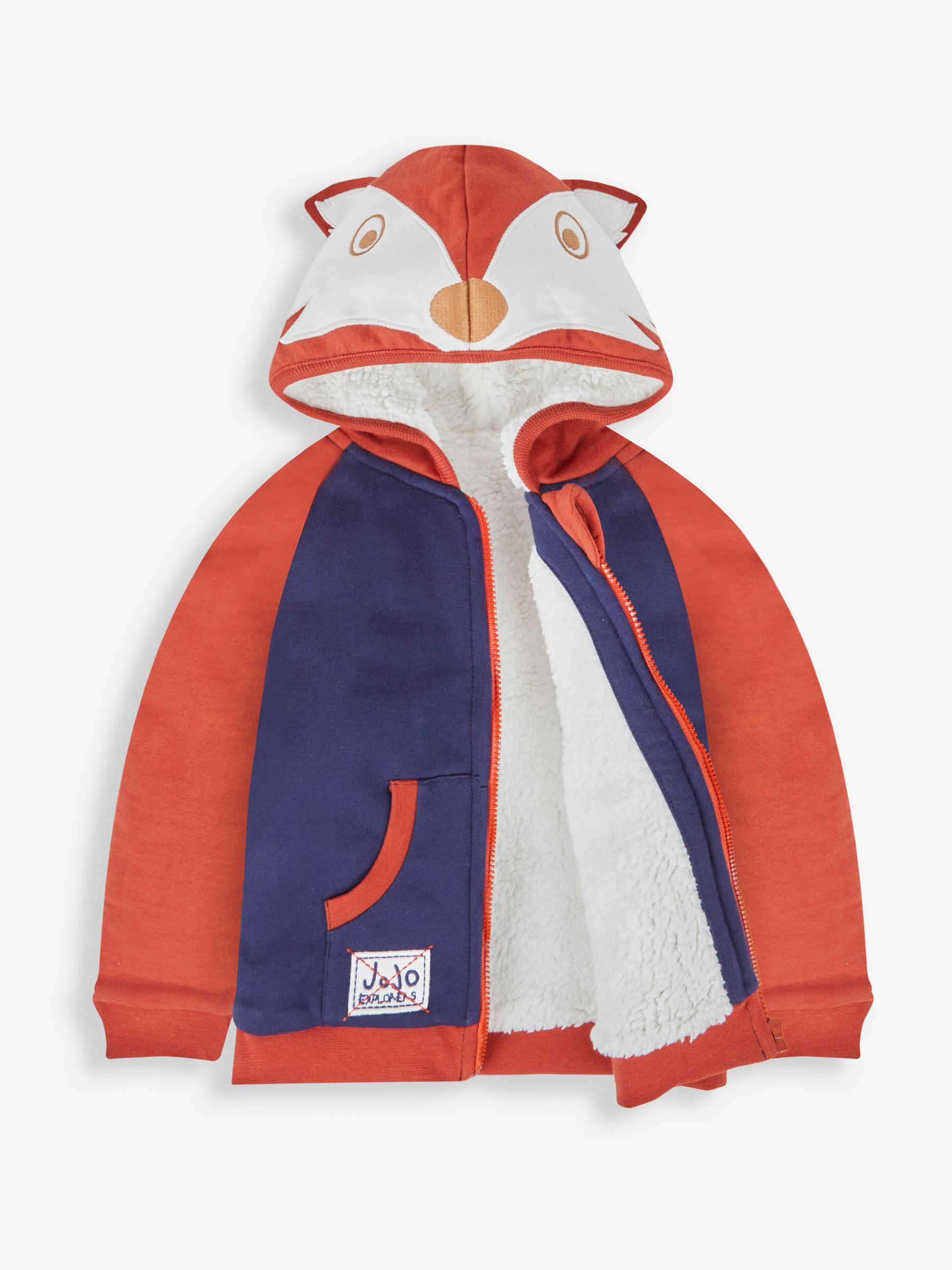 Rust & Navy Fox Boys' Appliqué Novelty Hoodie - Image 2 of 3
