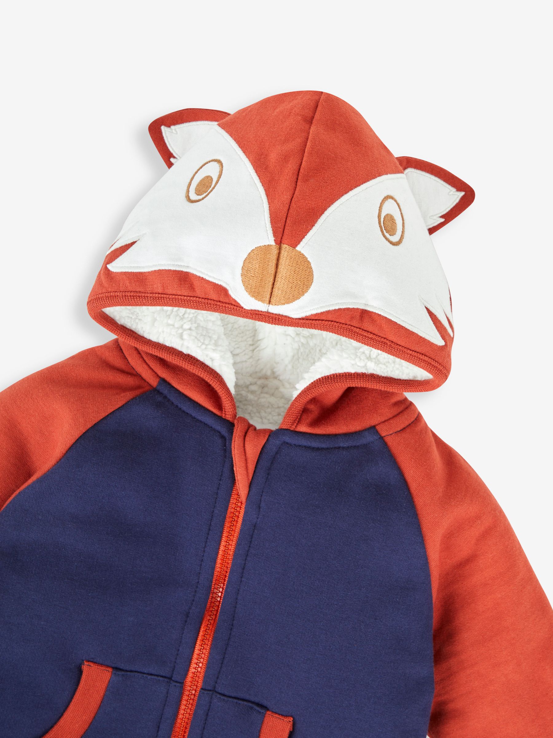 Rust & Navy Fox Boys' Appliqué Novelty Hoodie - Image 3 of 3