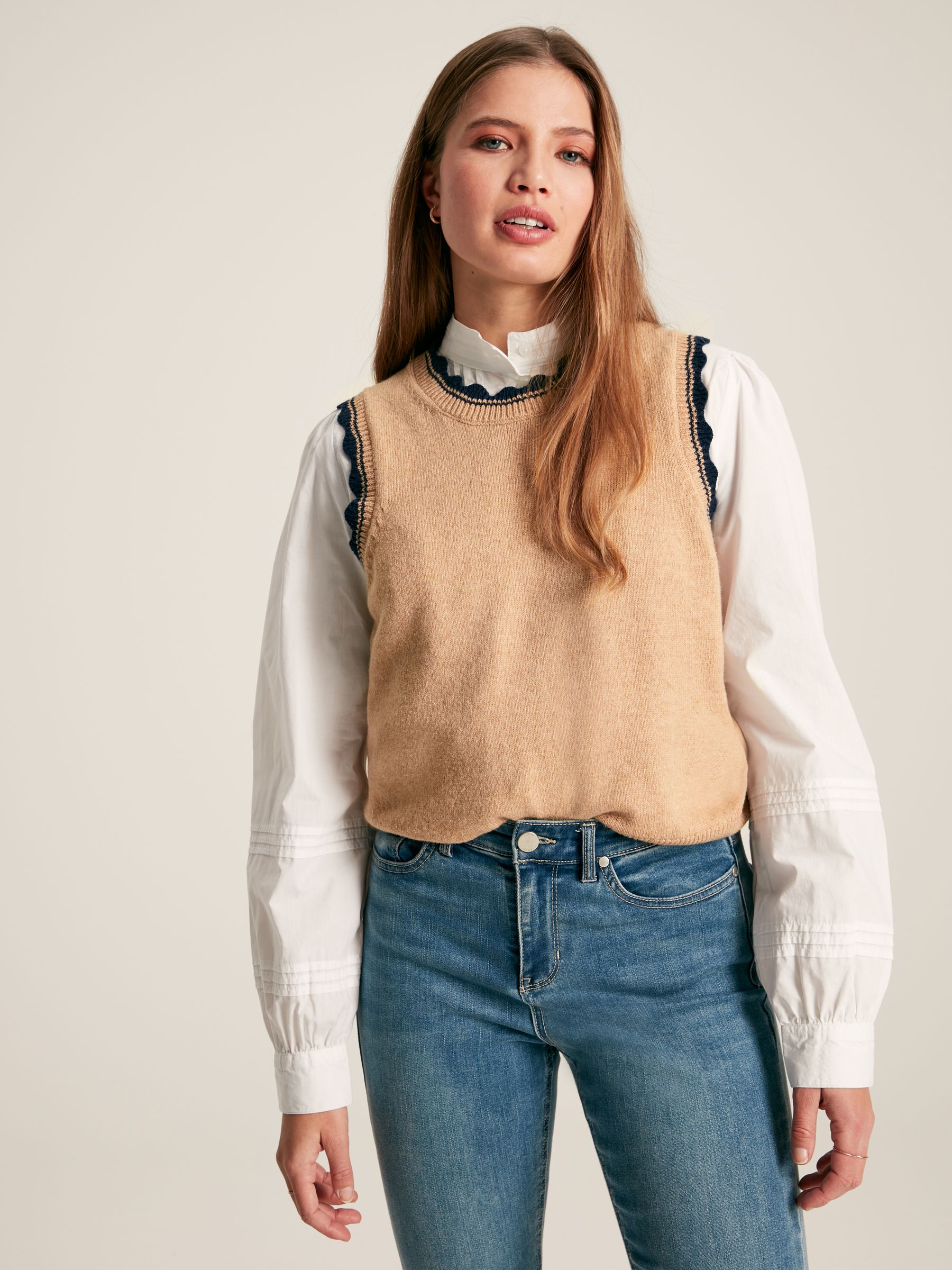 Claudette Oatmeal Knitted Tank Top - Image 1 of 7