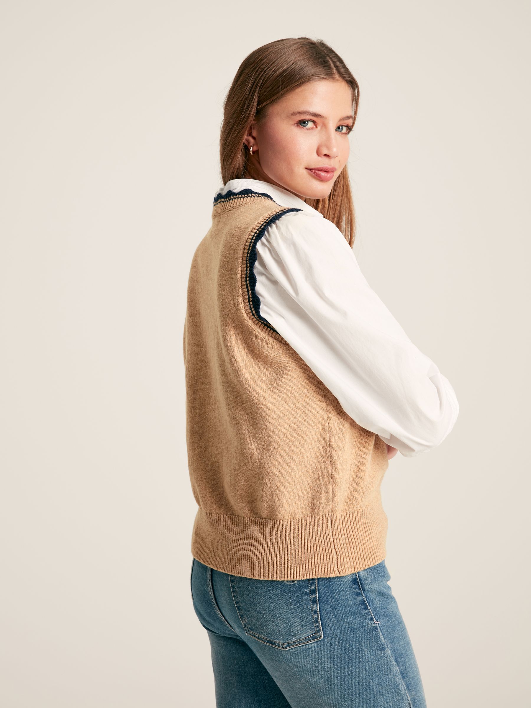 Claudette Oatmeal Knitted Tank Top - Image 6 of 7