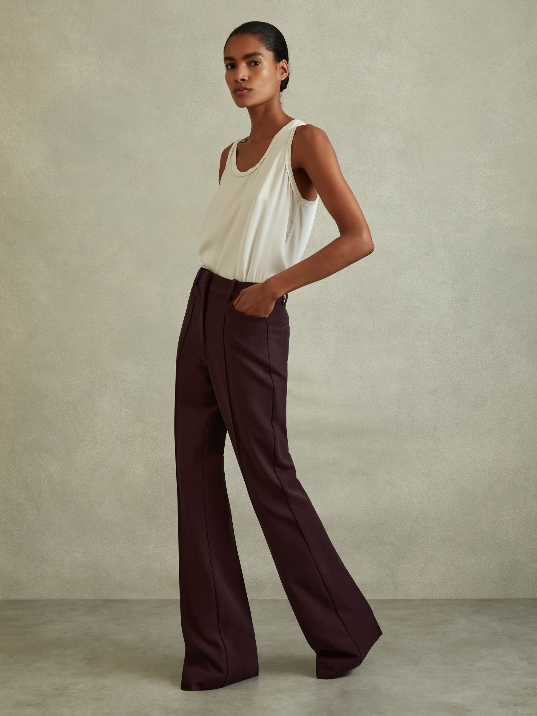 Flared Suit Trousers in Berry - Image 1 of 5
