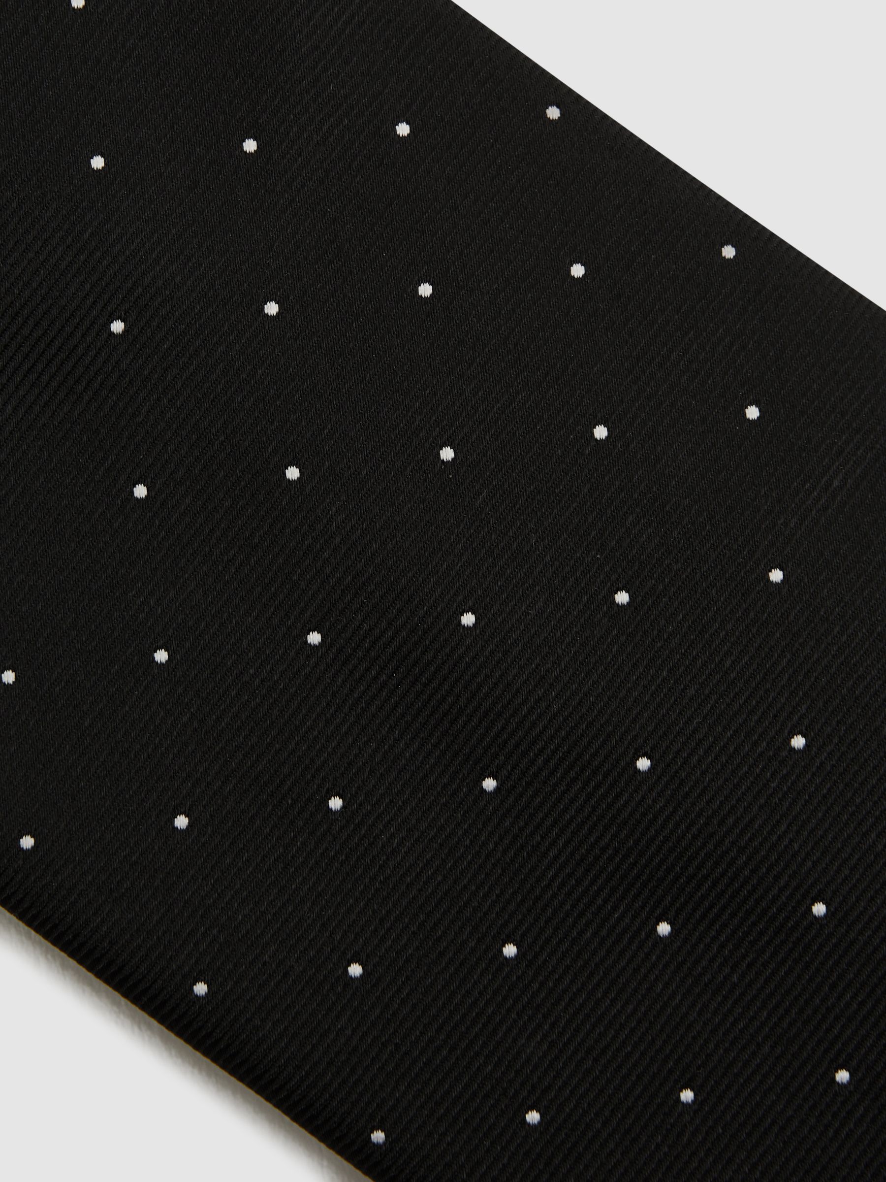 Polka Dot Silk Tie in Black - Image 5 of 5