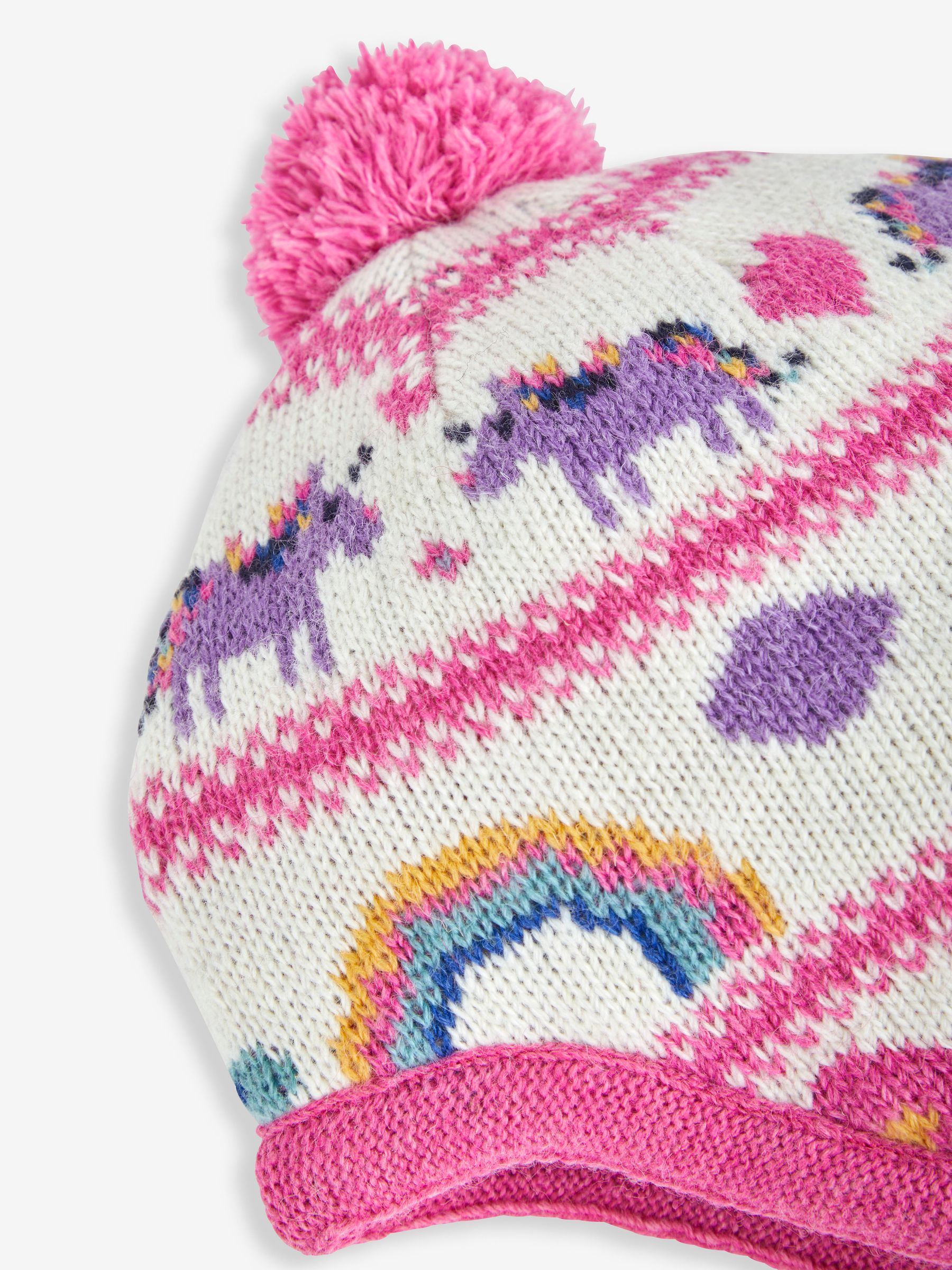 Pink Unicorn Fair Isle Pattern Hat - Image 2 of 2