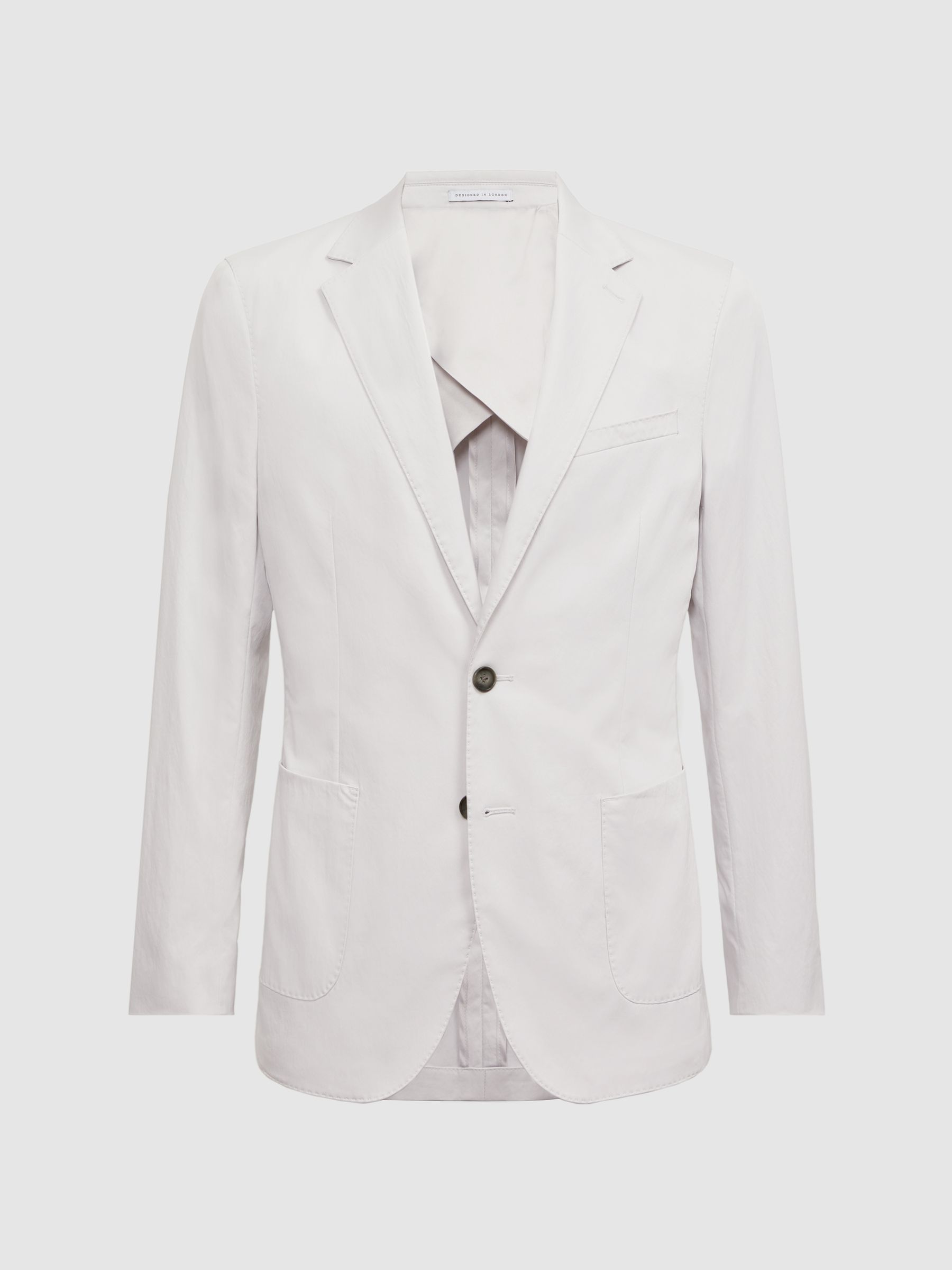 Single Breasted Technical Slim Fit Blazer in Ice Grey - Image 2 of 6